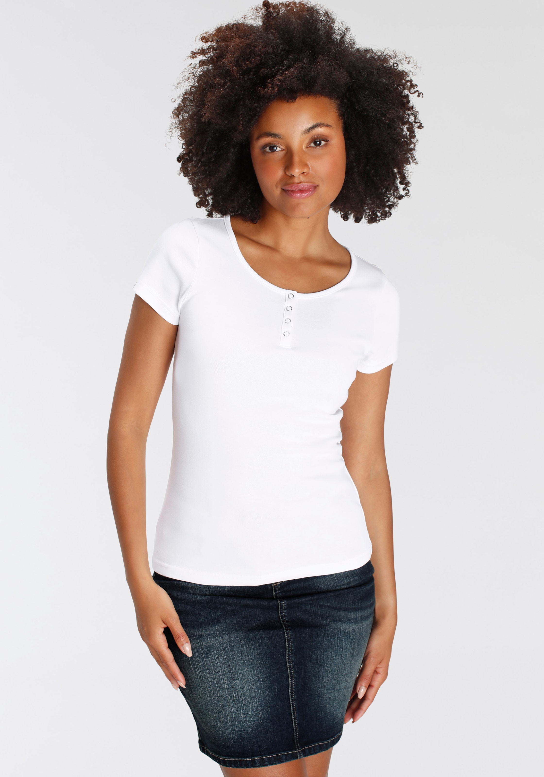 H.I.S T-Shirt, (Set, 2 tlg.), Kurzarm, unifarben, aus Baumwolle, im Set erhältlich
