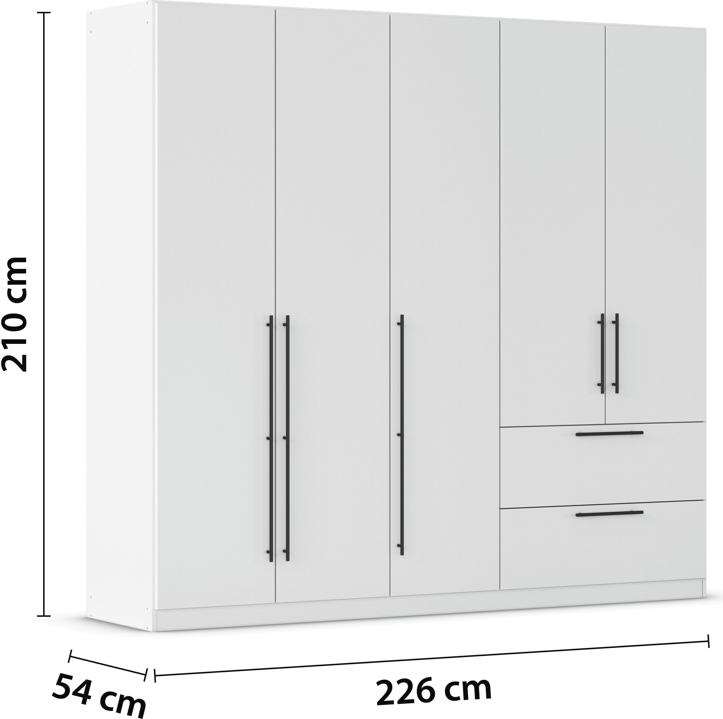 rauch Kleiderschrank »Drehtürenschrank Schrank Garderobe Wäscheschrank Schlafzimmer AVOLA«, (in 3 verschiedenen Ausstattungen BASIC/CLASSIC/PREMIUM), mit hochwertigen Stangengriffen aus Metall in Schwarz MADE IN GERMANY