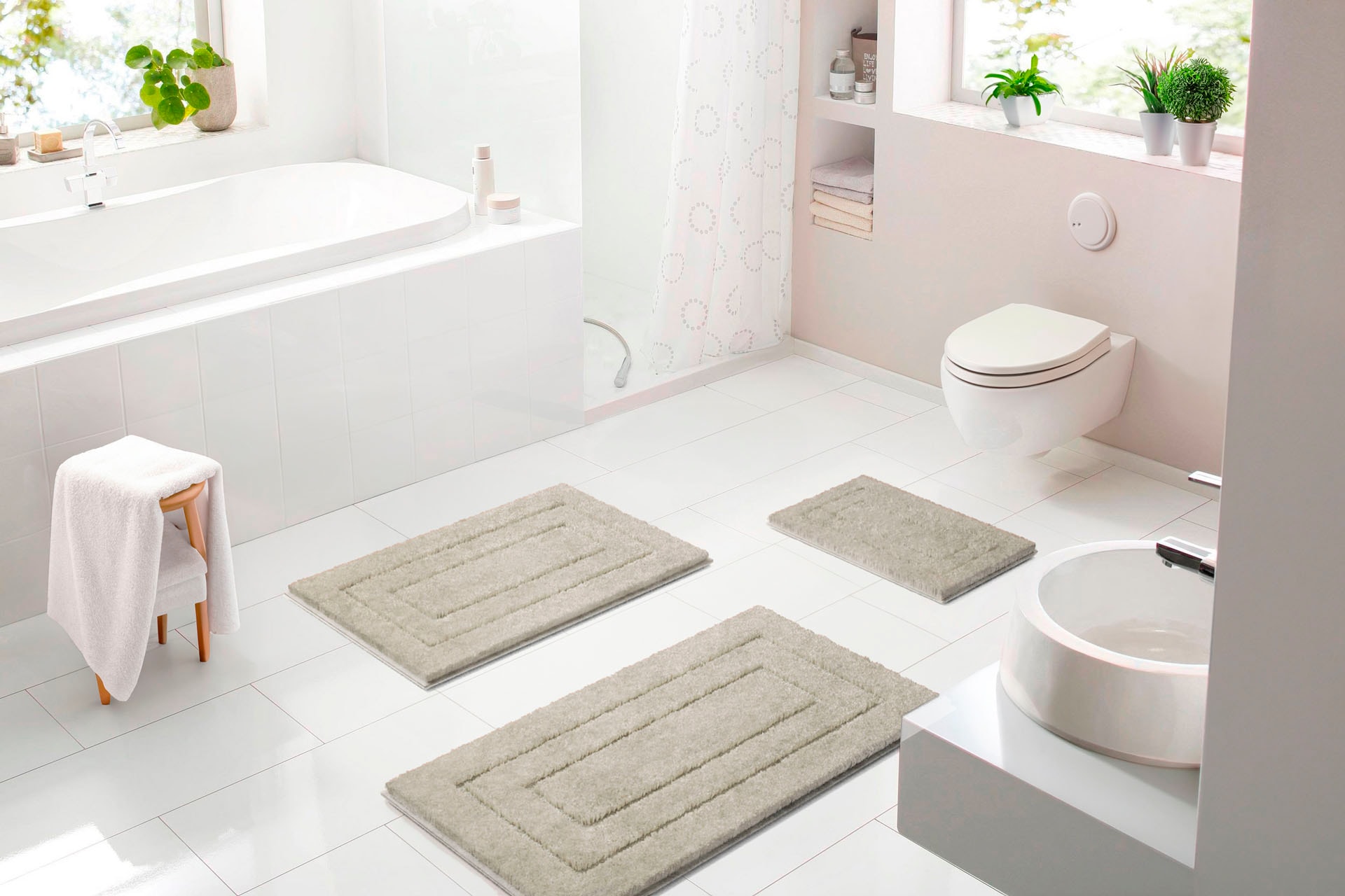 my home Badematte »Eliane«, rutschhemmend beschichtet, strapazierfähig, Badteppich, mit Hoch-Tief-Effekt