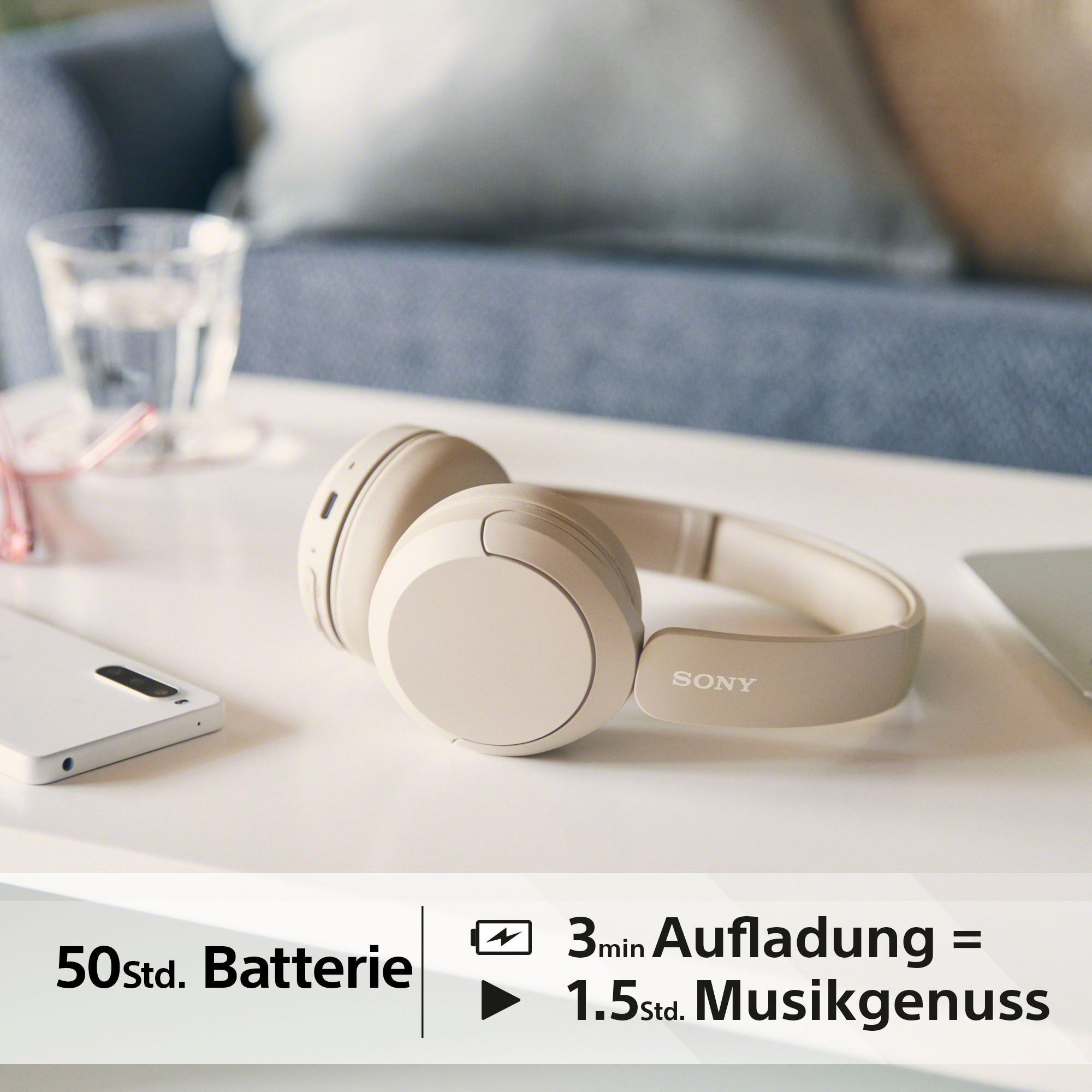 Sony On-Ear-Kopfhörer »WHCH520«, Bluetooth, Freisprechfunktion-Rauschunterdrückung, 50 Std. Akkulaufzeit