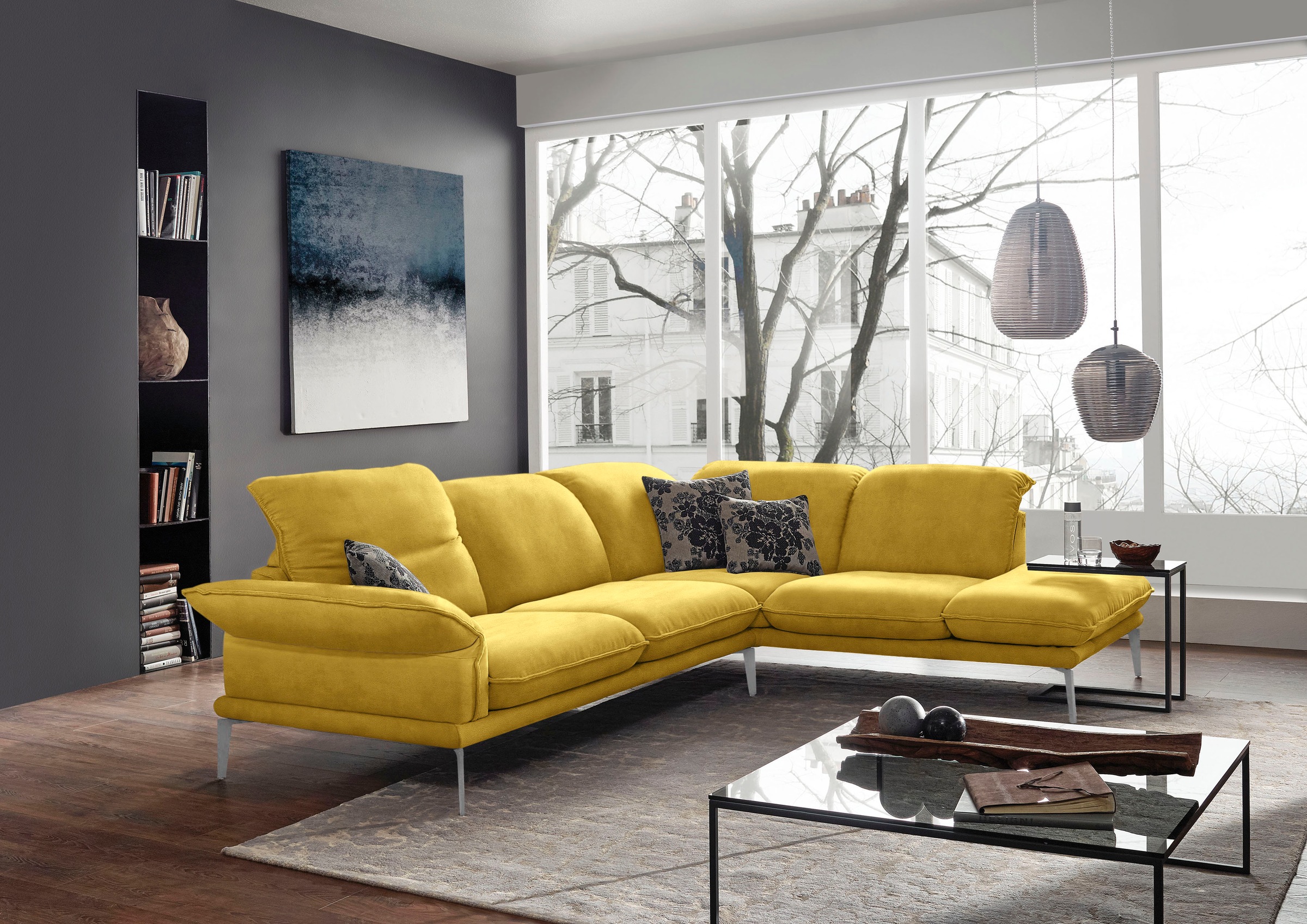 W.SCHILLIG Ecksofa »sherry«, Kopfstützenverstellung, Winkelfüße in Chrom glänzend, Breite 302 cm