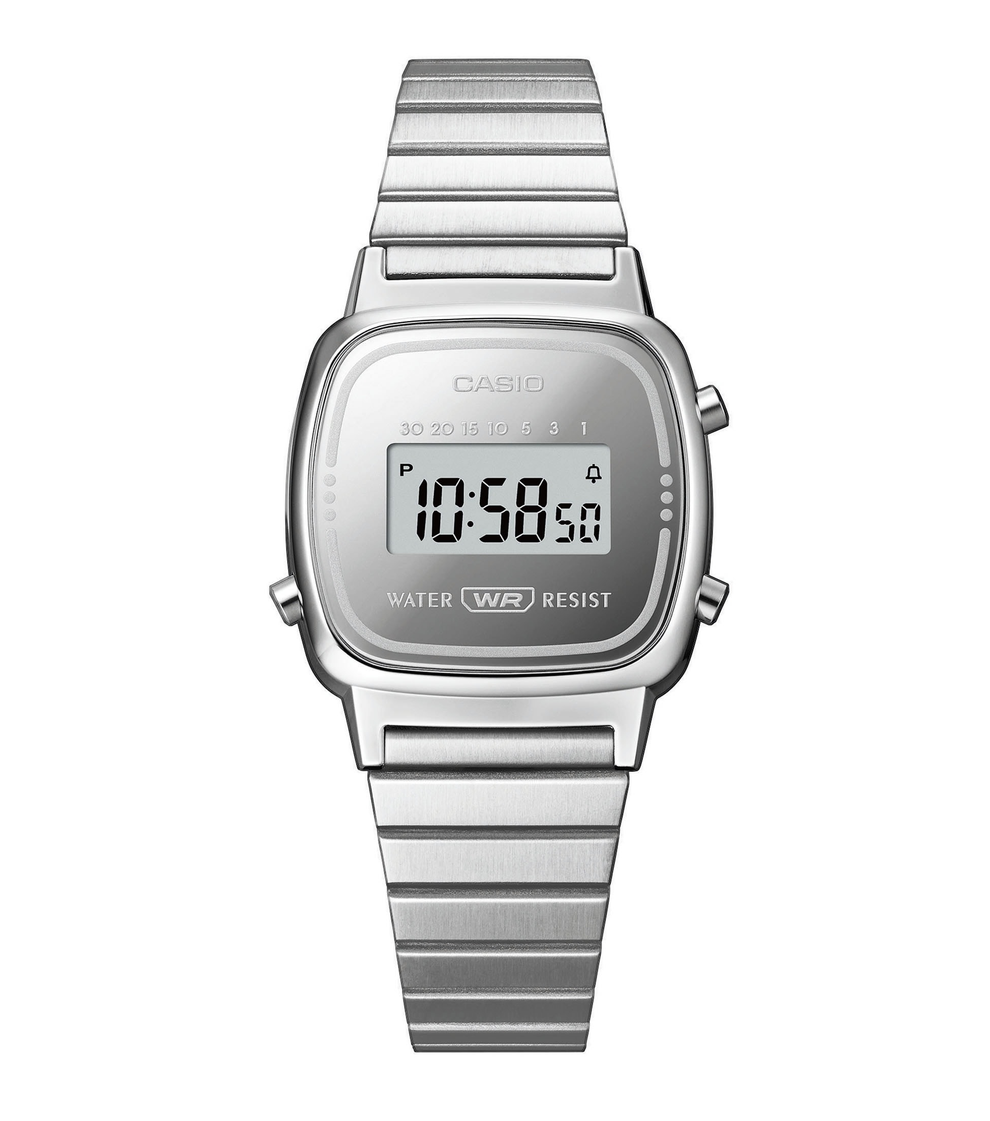 CASIO VINTAGE Chronograph Quarzuhr, Armbanduhr, Damenuhr, Edelstahlarmband, digital