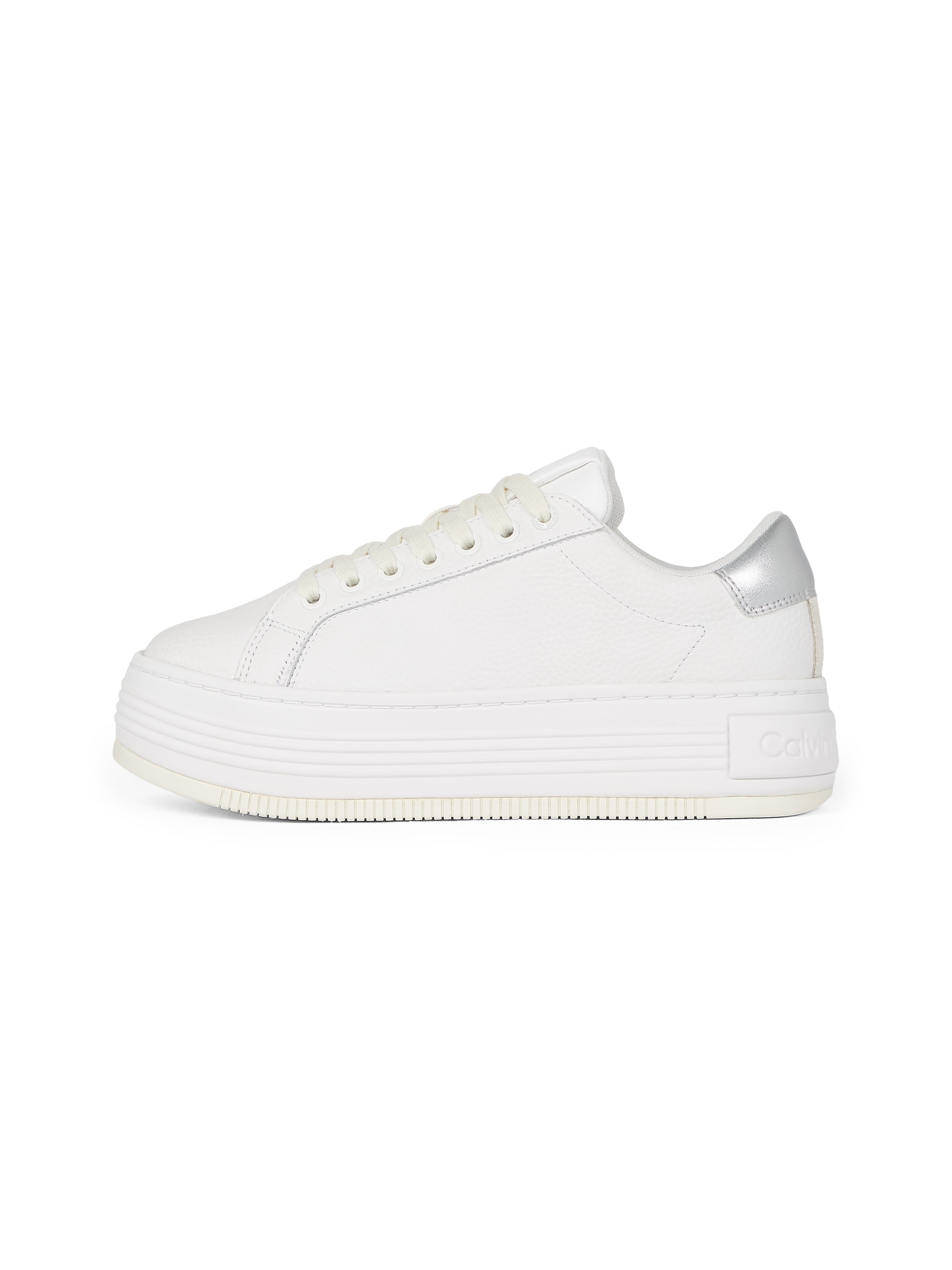 Calvin Klein Jeans Plateausneaker »BOLD FLATF LOW MIX OHB«, Schnürschuh, Halbschuh, Freizeitschuh mit Fersen-Kontrast