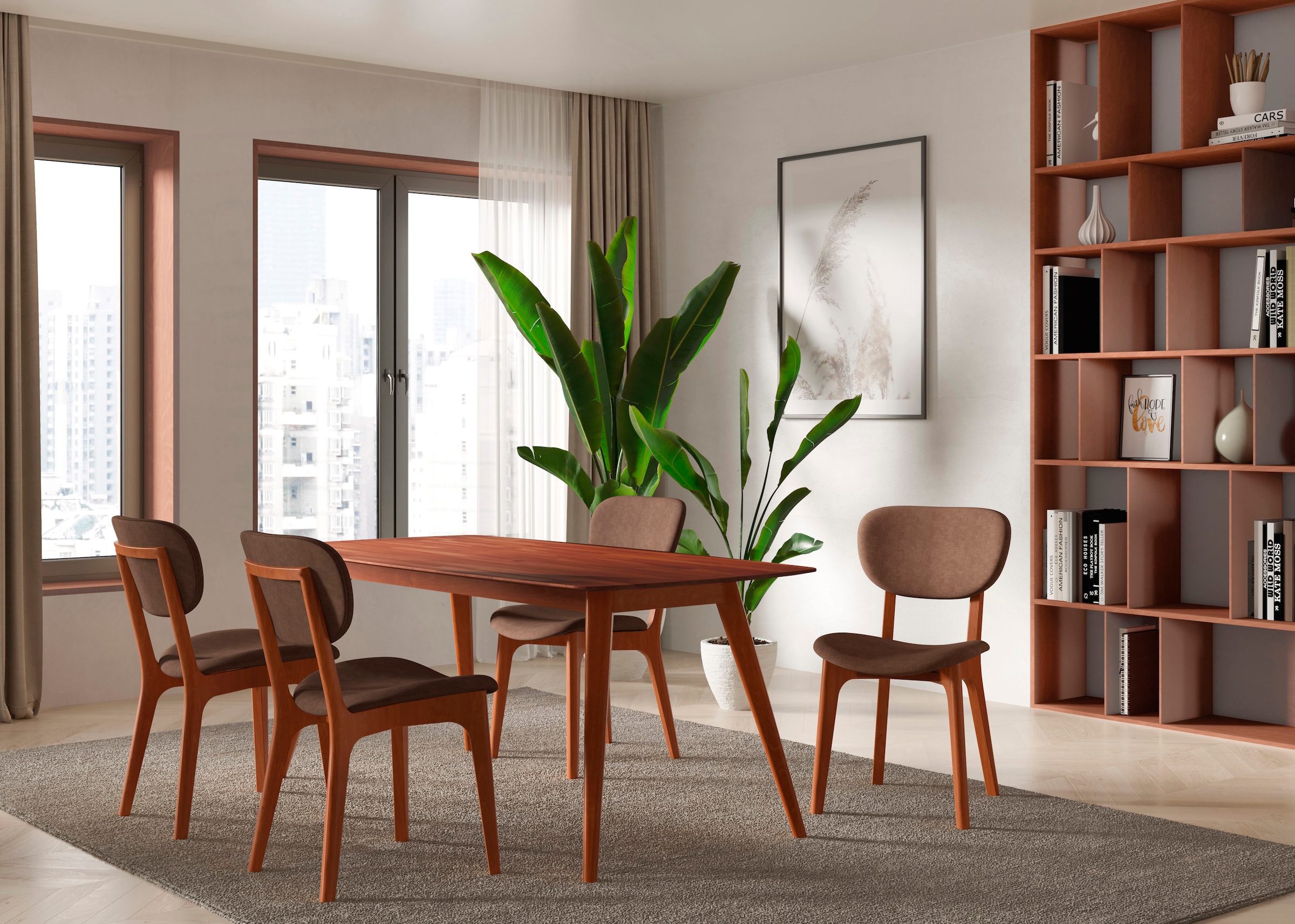 INOSIGN Stuhl »COZY Made in Italy«, (Set), 2 St., Microfaser, Gestell in Buche, Kirsch- oder Nussbaum, Massivholz, Design Stuhl