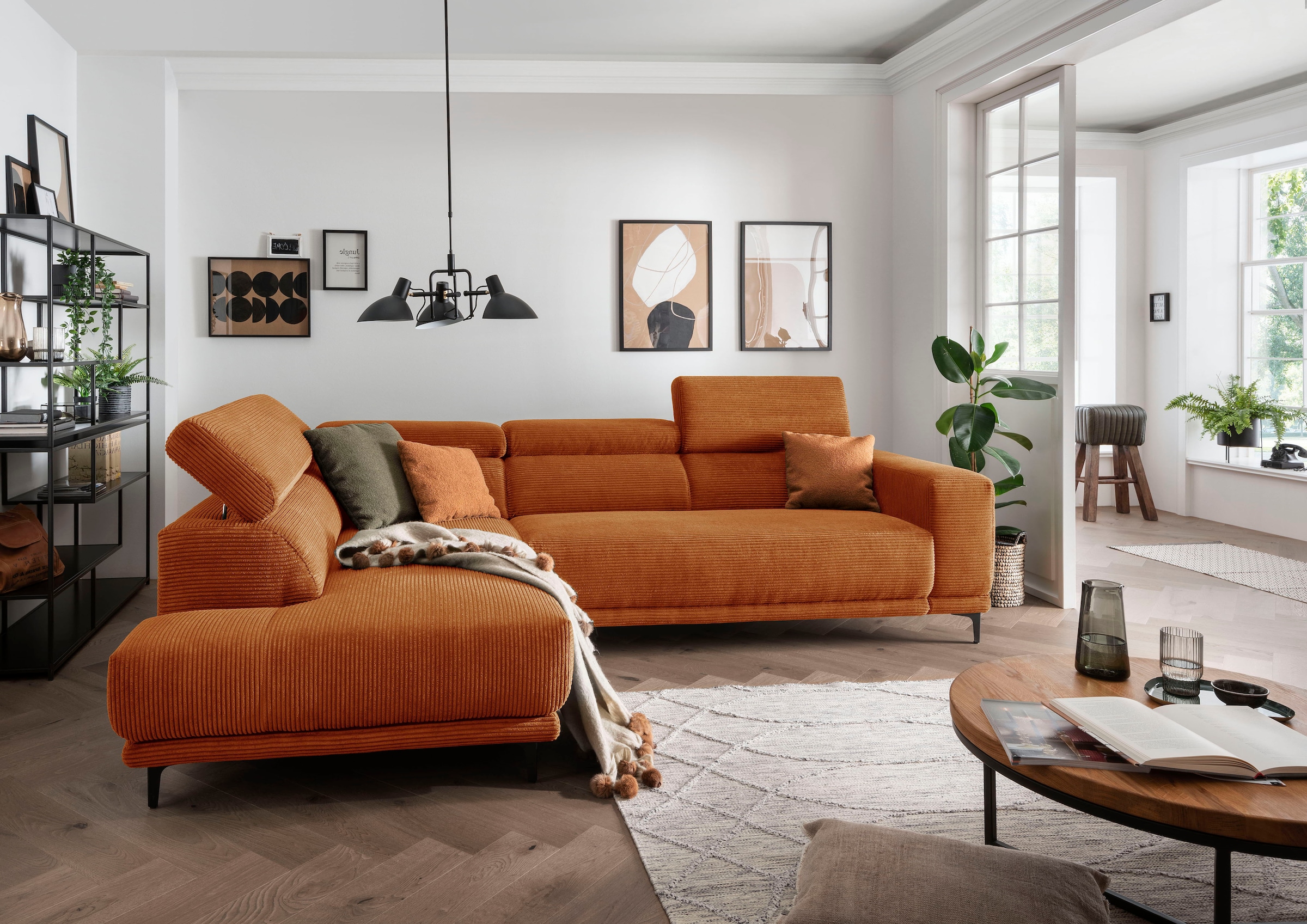 alina Ecksofa »Hikari«, wahlweise mit Sitzvorzug, in modernem Cordstoff, Breite 276 cm