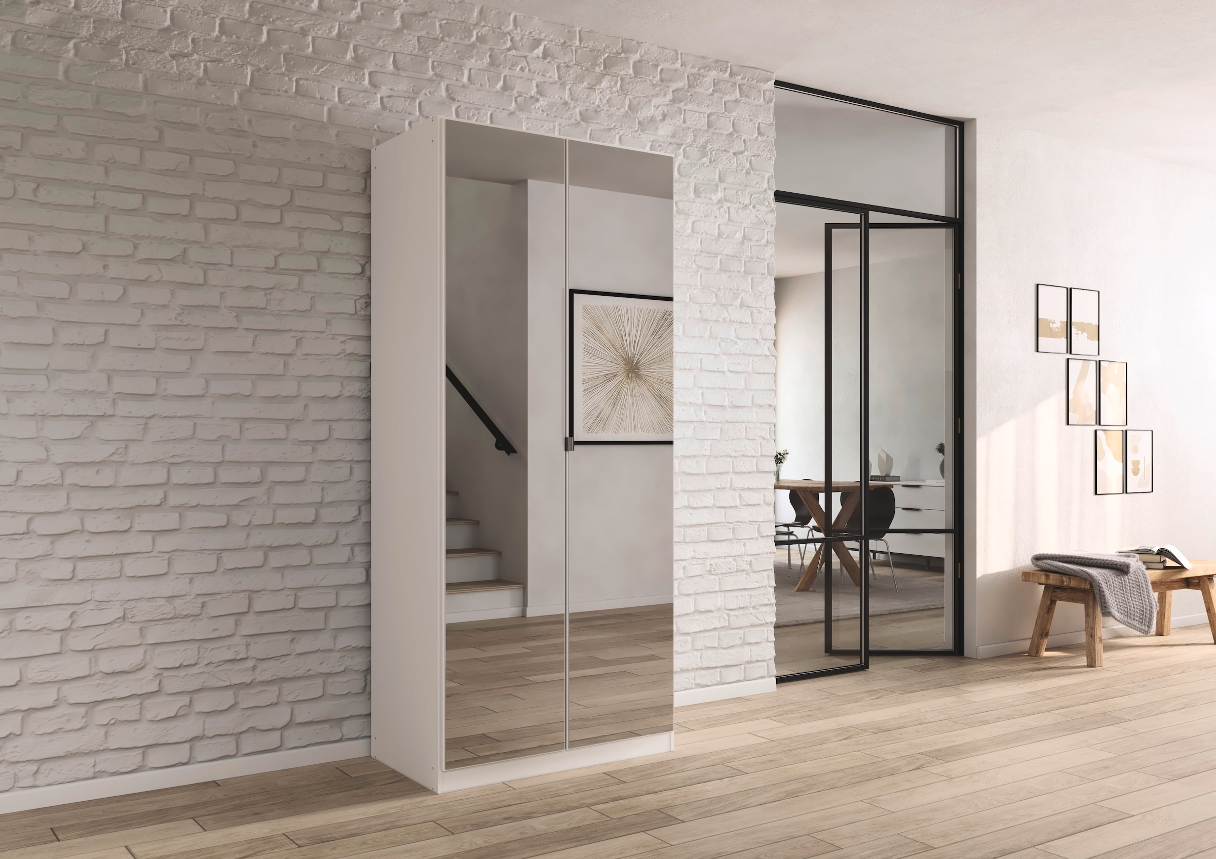 rauch Drehtürenschrank »Kleiderschrank Schrank Garderobe TOPSELLER OTELI inkl. Inneneinteilung«, (erhältlich in Breiten 91-360 cm, ab Breite 136cm inkl. Innenschubladen), mit zusätzlichen Einlegeböden, optional mit Spiegel MADE IN GERMANY
