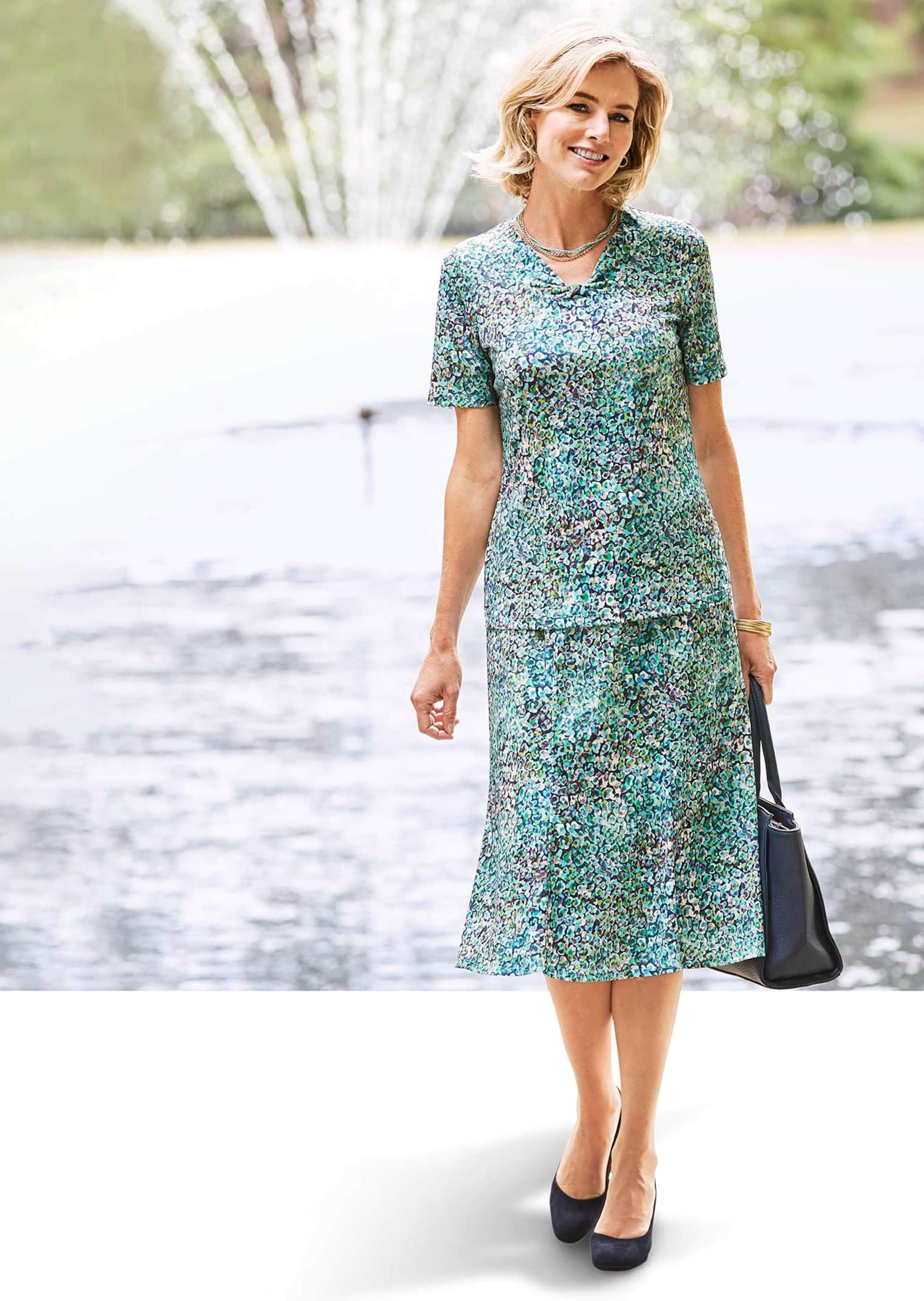 GOLDNER 2-in-1-Kleid »Weich fließender Slinky-Zweiteiler«