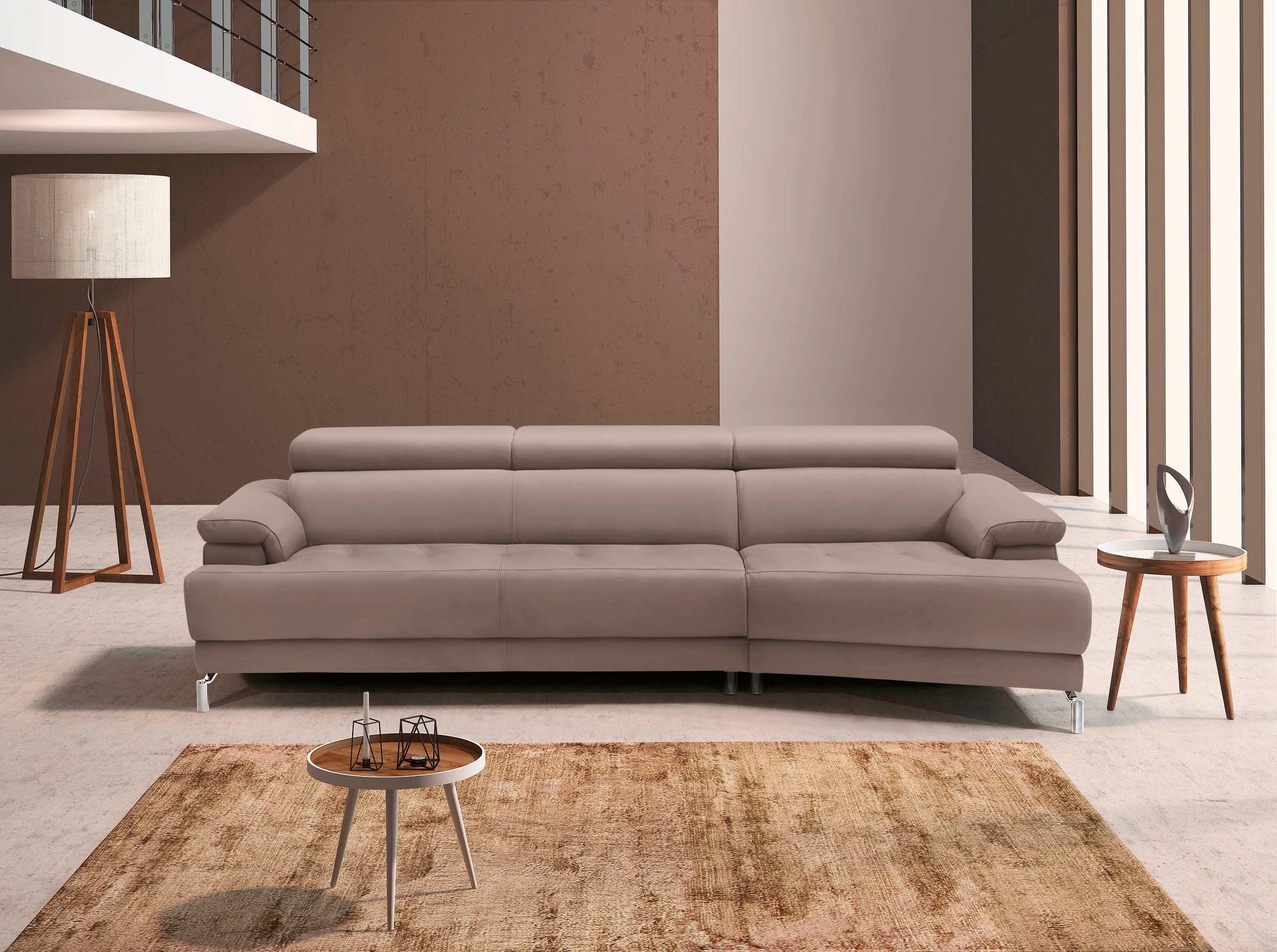 Egoitaliano Ecksofa »Soul, extravagantes Designsofa, Megasofa, super bequem, tolle Details«, mit Trapez-Abschlußelement, inkl verstellbarer Kopfteile
