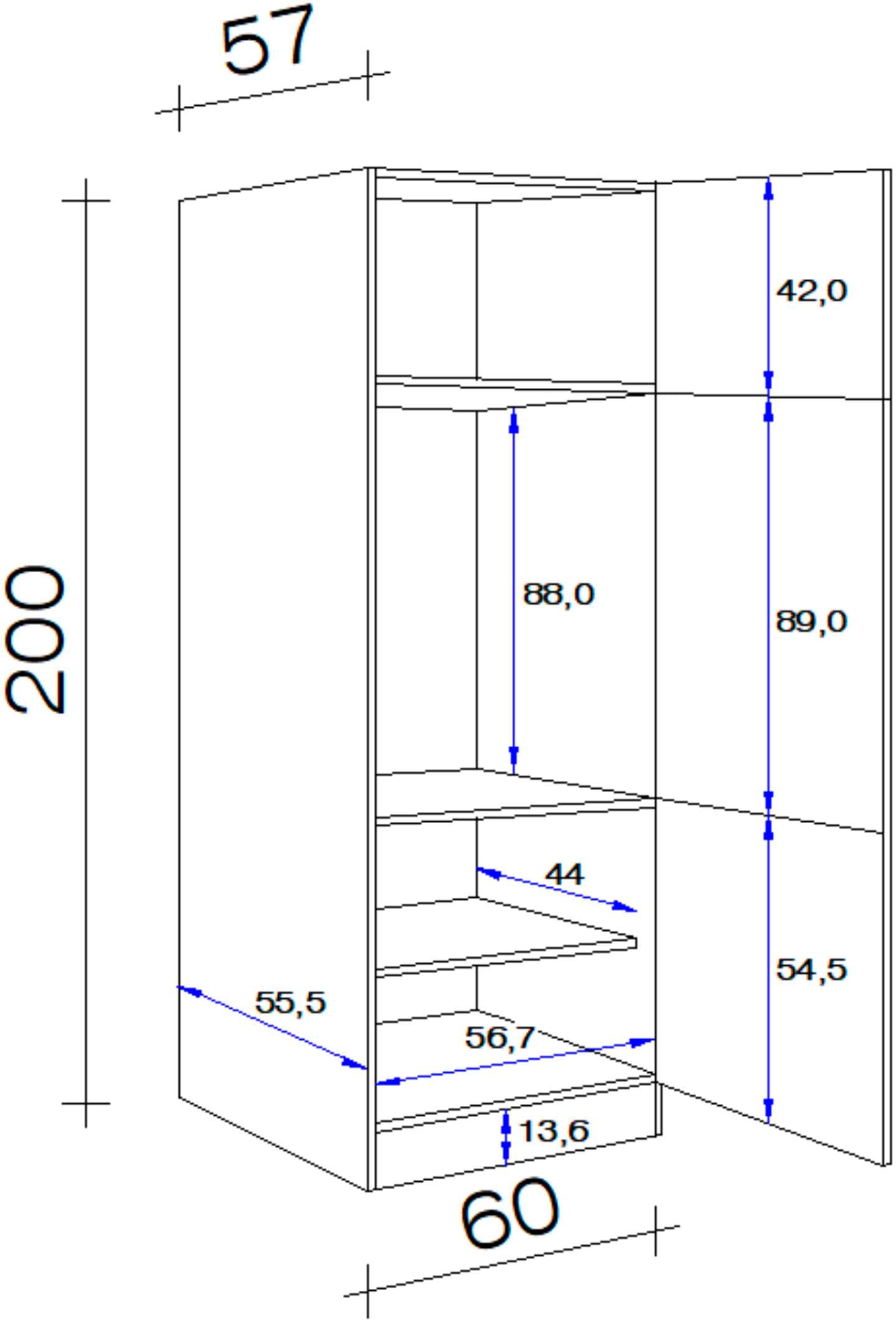 Flex-Well Kühlumbauschrank »Nano«, (B x H x T) 60 x 200 x 57 cm