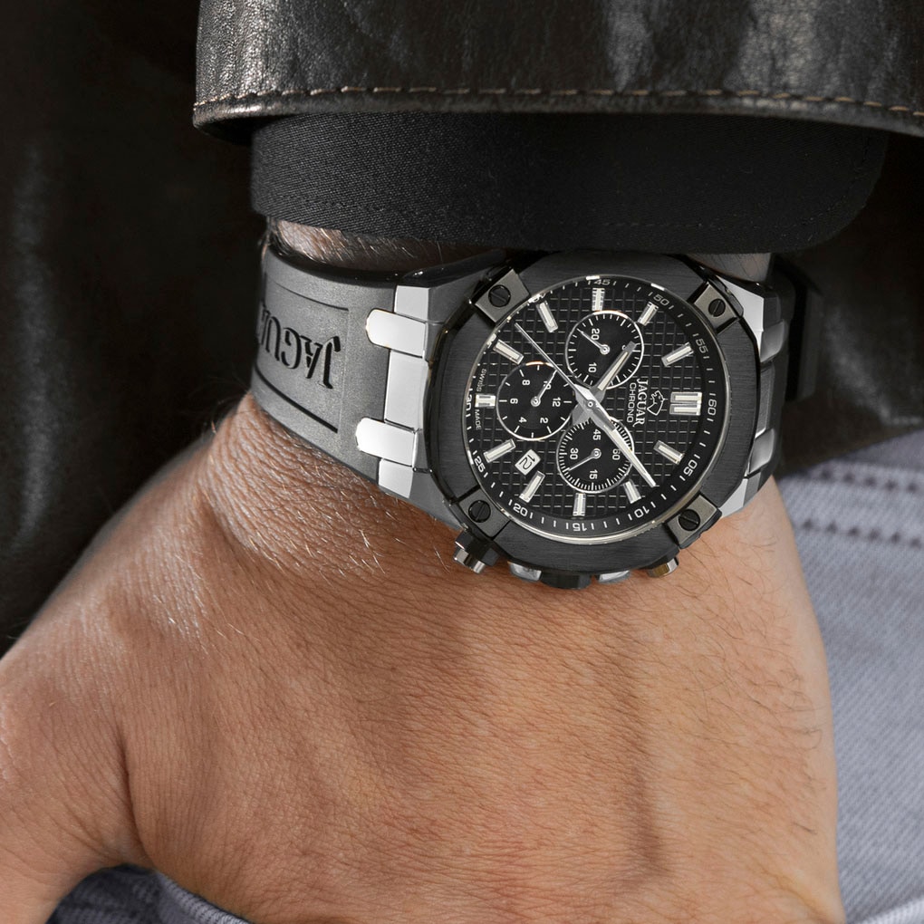 Jaguar Chronograph »Diplomatic«, Quarzuhr, Armbanduhr, Herrenuhr,Swiss Made,Stoppfunktion,Kautschukband