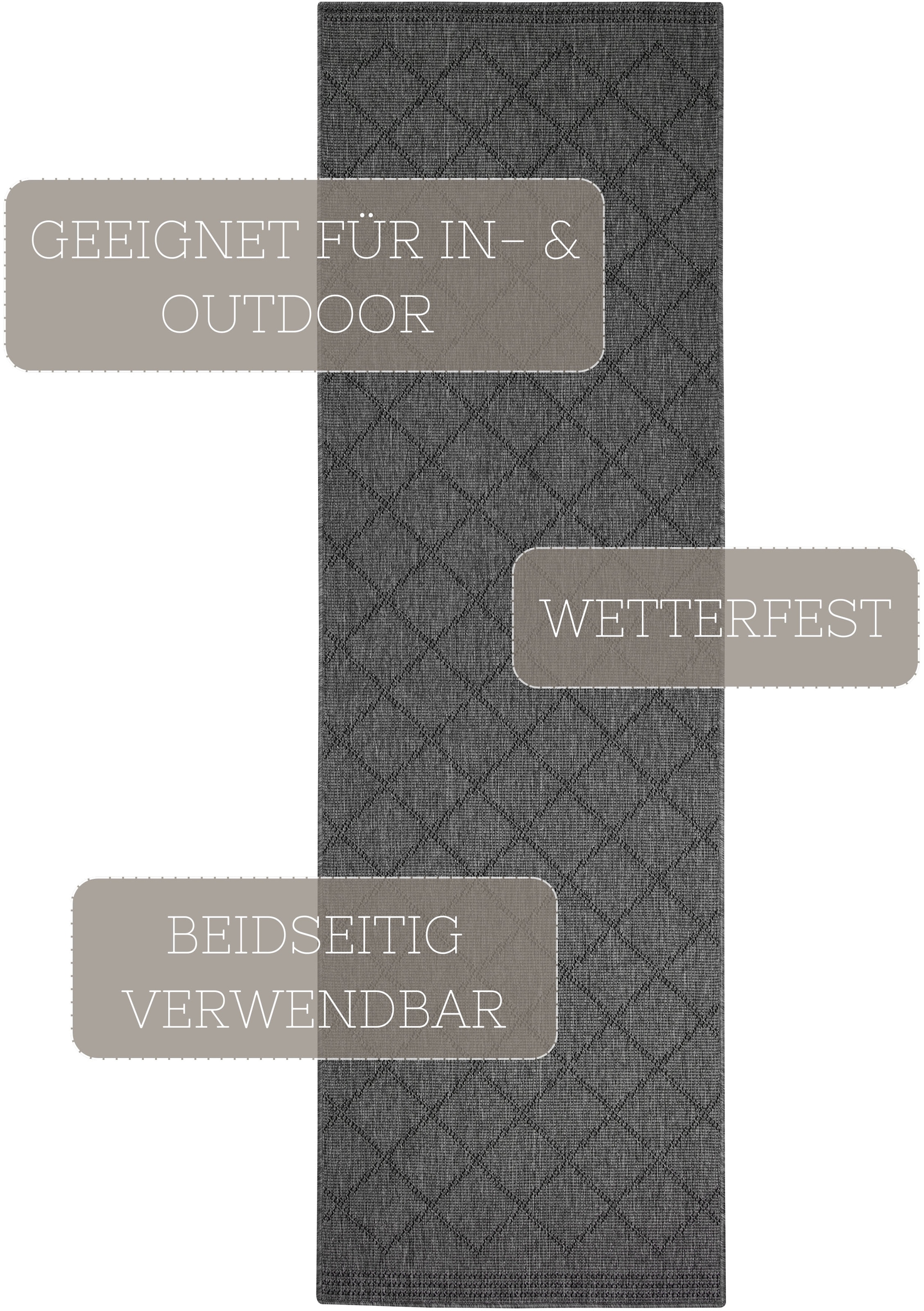HANSE Home Teppich »Corsica Wendeteppich«, rechteckig, 5 mm Höhe, In-& Outdoor, Wetterfest, Balkon, Läufer, Wohnzimmer, Wasserfest