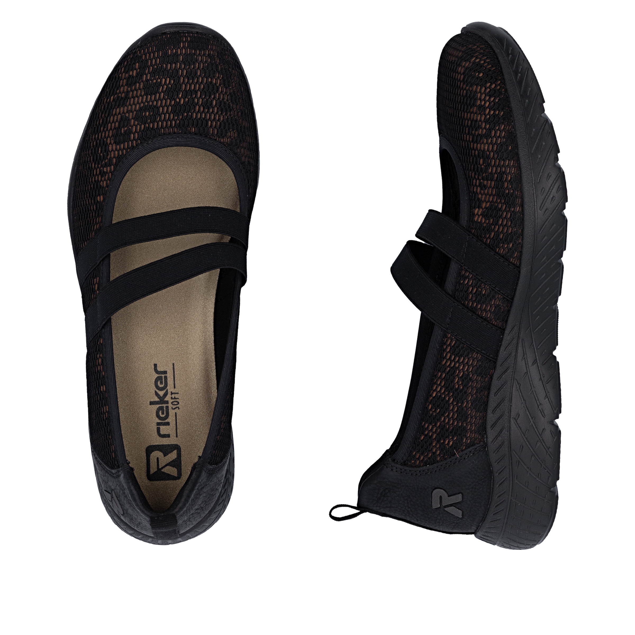 Rieker Ballerina  Slipper, Schlupfschuh mit Stretchbänder