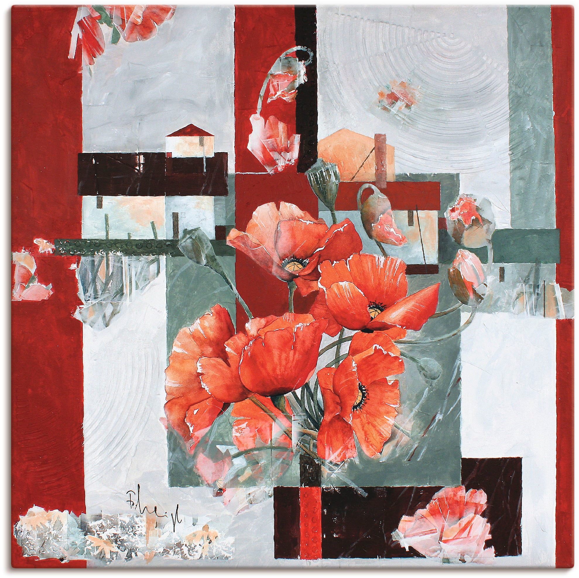 Artland Wandbild »Stillleben mit Milchkanne«, Blumen, (1 St.), in vielen Größen & Produktarten -Leinwandbild, Poster, Wandaufkleber / Wandtattoo auch für Badezimmer geeignet