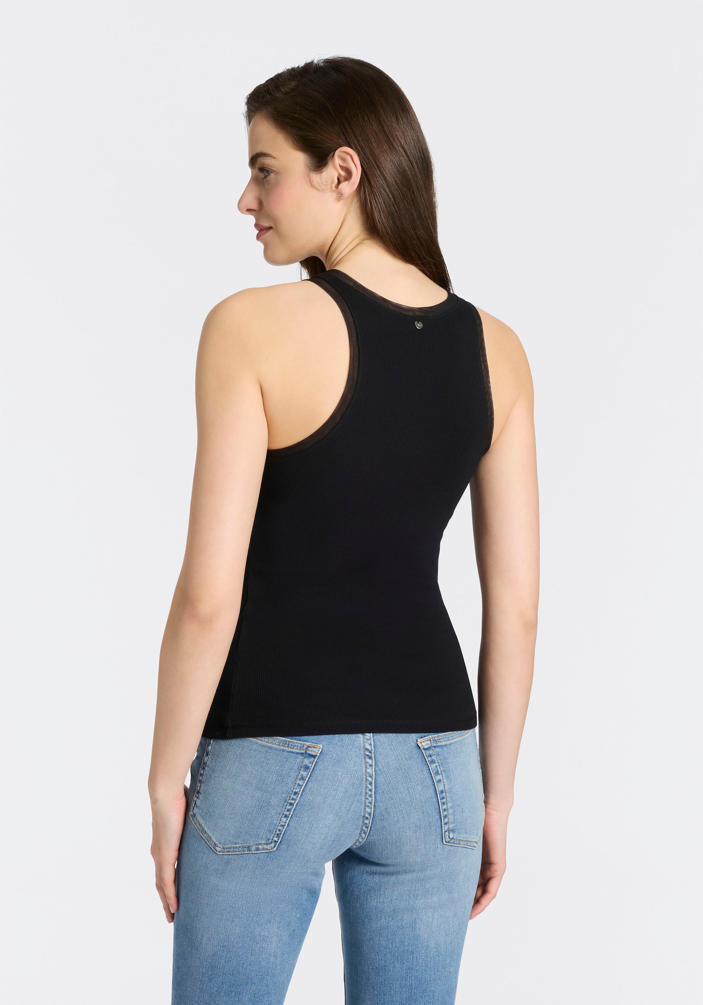 BOSS ORANGE Ripptanktop »Eplie Premium Damenmode« mit Mesh-Details