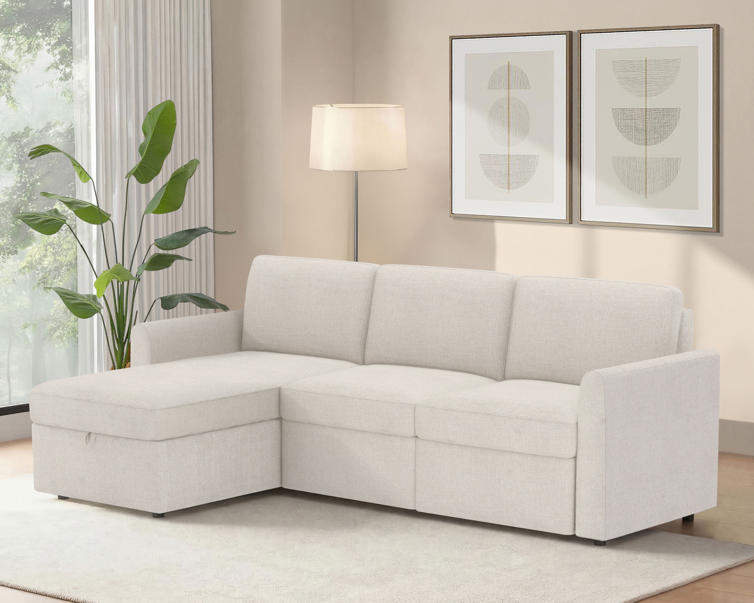 Dorel Home Ecksofa »NORDHUS, L-Form, 200 cm, Recamiere rechts/links montierbar« großer Stauraum, softer Cord und feiner Webstoff-Bezug