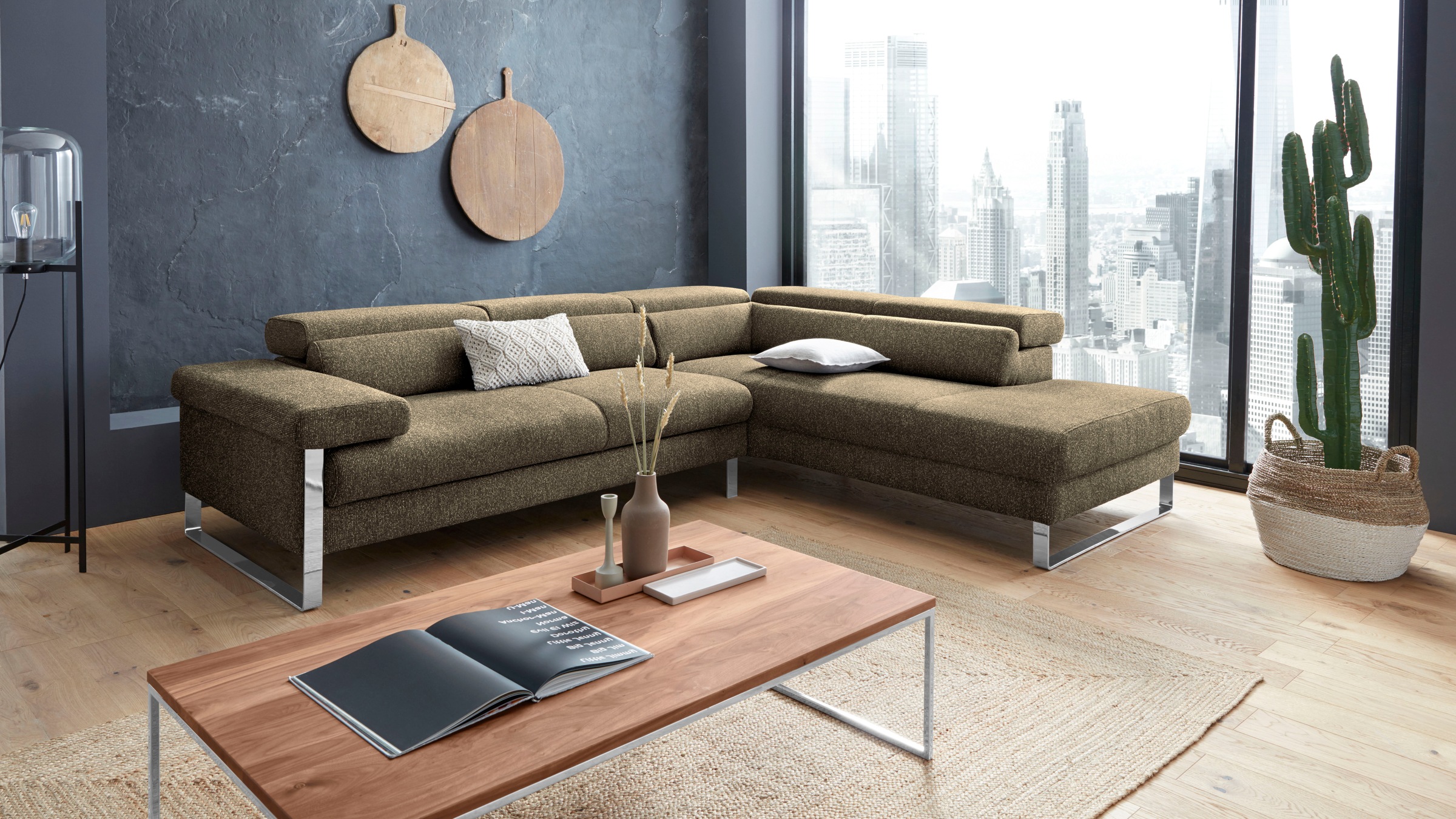 W.SCHILLIG Ecksofa »finn«, German Design Award 2016, Fußgestell Chrom glänzend, Breite 281 cm