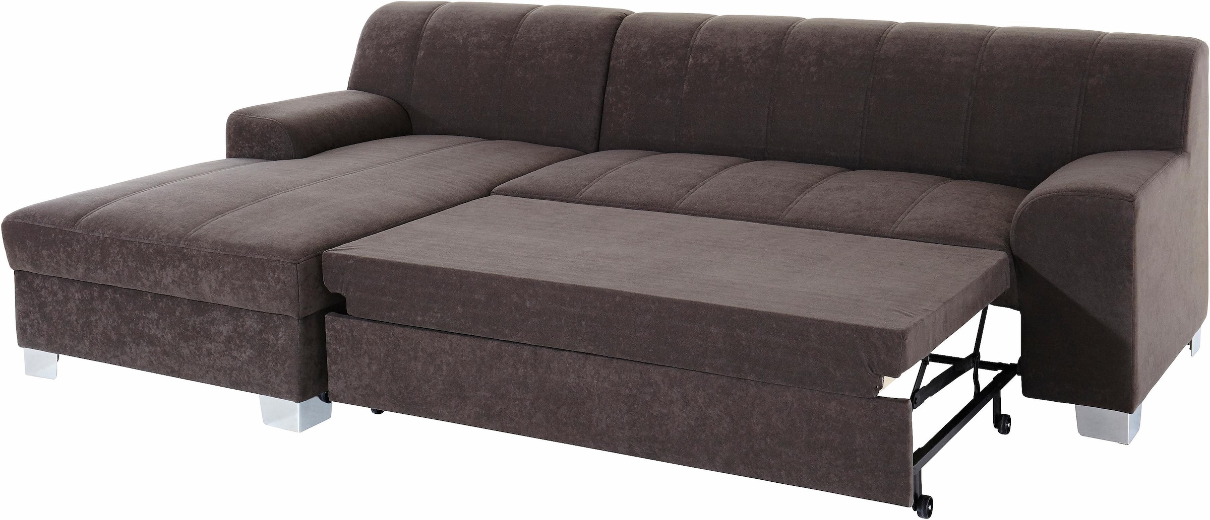 DOMO collection Ecksofa »Turah incl. Zierkissen, moderne Steppung, auch in Leder«, wahlweise mit Bettfunktion, Schlafsofa, B/T/H: 239/152/75 cm, L-Form