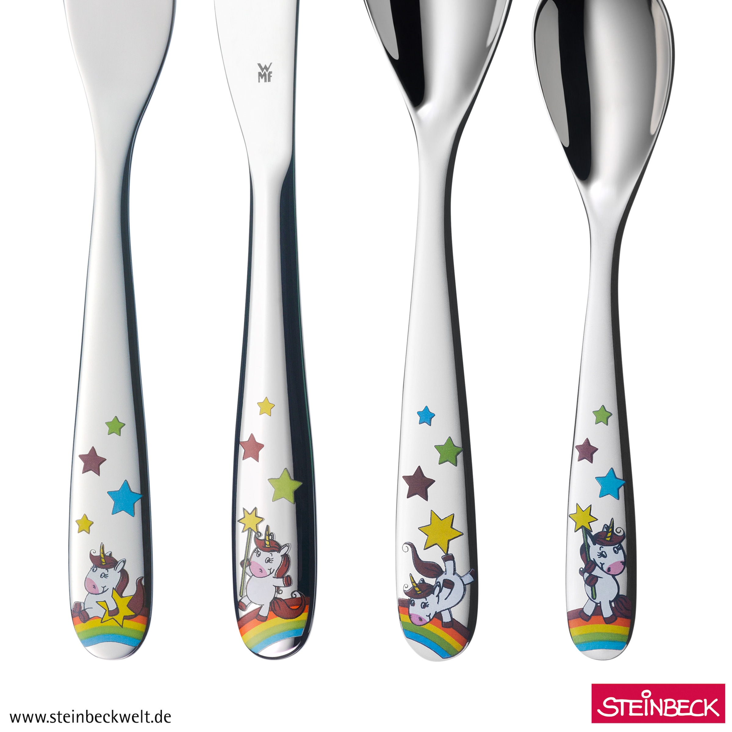 WMF Kinderbesteck »Einhorn«, (Set, 4 tlg.), ab 3 Jahren, hygienisch, säurefest