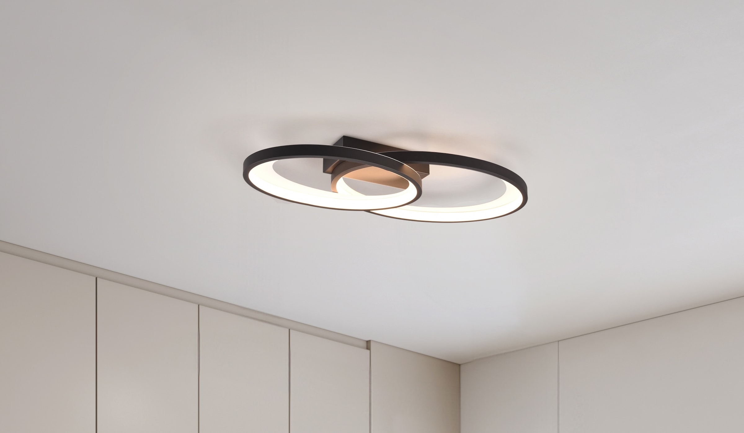 REALITY Leuchten LED Deckenleuchte »MALAGA, LED Deckenlampe warmweiß 25W 2900 Lumen auch Wandmontage mögl.« LED-Board 1 Stk. Warmweiß indirektes Licht, 57x30cm, Wand- Deckenleuchte Schlafzimmer Wohnzimmer