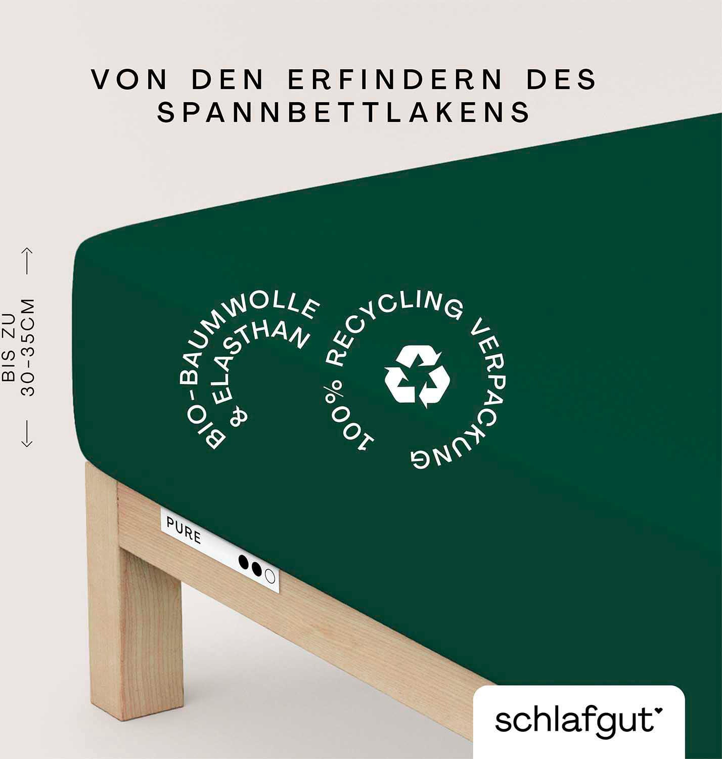 Schlafgut Spannbettlaken »PURE Bio-Baumwolle mit Elasthan, dehnbar blickdicht, straff, Bettlaken«, PREMIUM Laken für Matratzen bis 30cm Höhe, in 90x200, 140x200, 180x200