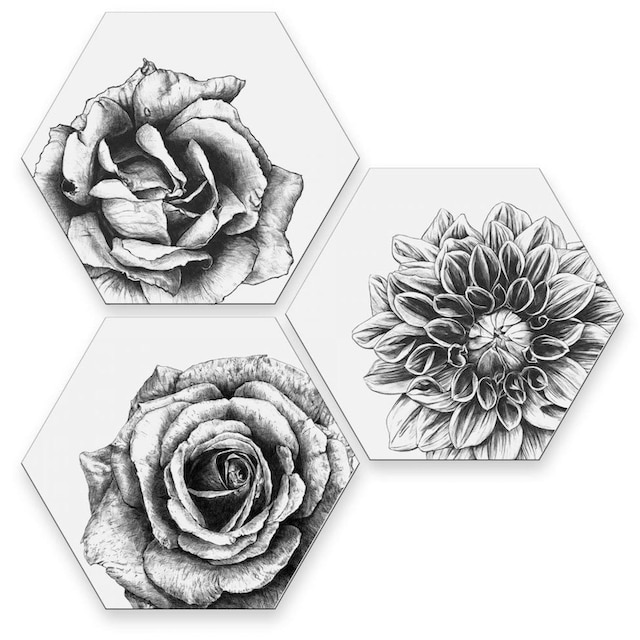 Wall-Art Mehrteilige Bilder »Blumen Collage Floral Deko«, (Set, 3 St.)  kaufen online bei OTTO
