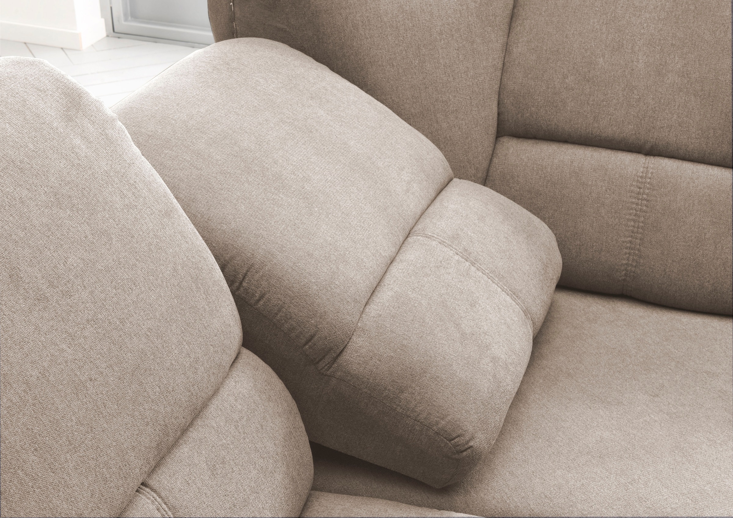 Home affaire Ecksofa »Pisa L-Form, mit Schlaffunktion, Stauraum, 2x höhenverstellbare«, Kopfstützen und Relaxfunktion im Eckelement