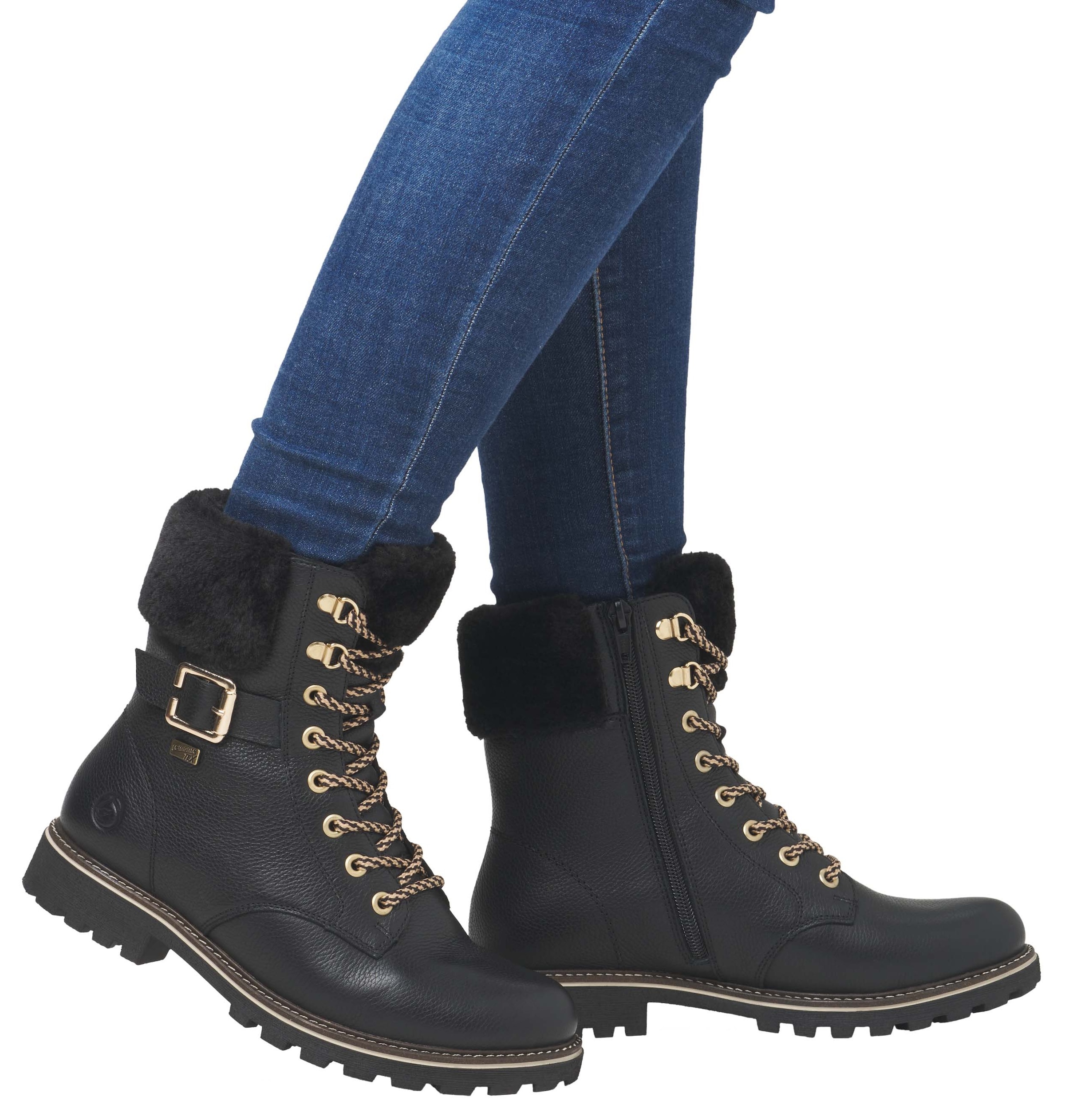 Remonte Winterboots »Elisabeth Hurley-Collection«, Schnürboots, Outdoorschuh, Schnürstiefelette mit Zierschnalle