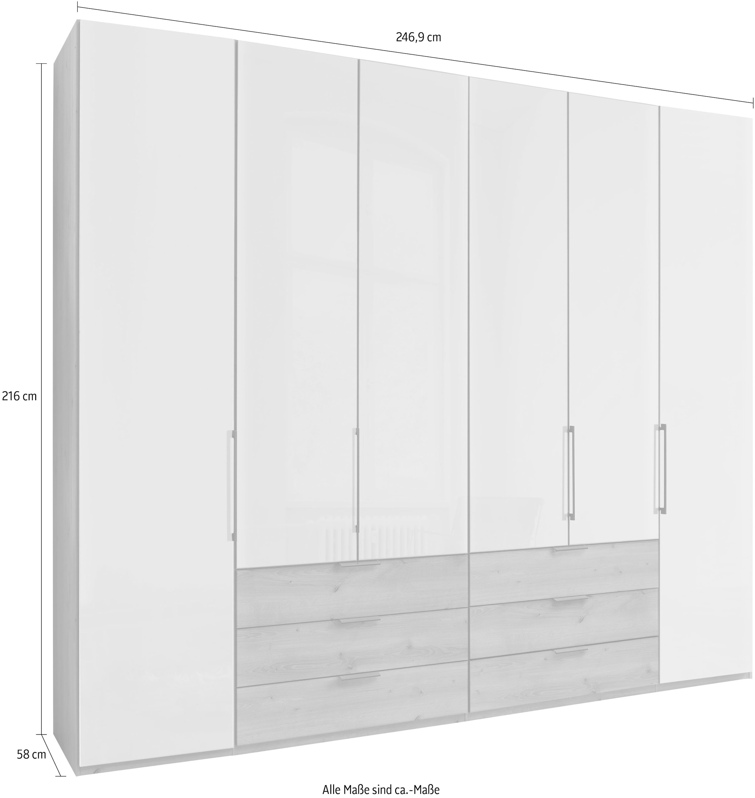 WIEMANN Drehtürenschrank »Monaco« mit Teil-Glasfront sowie hochwertige Beschläge inkl. Dämpfung