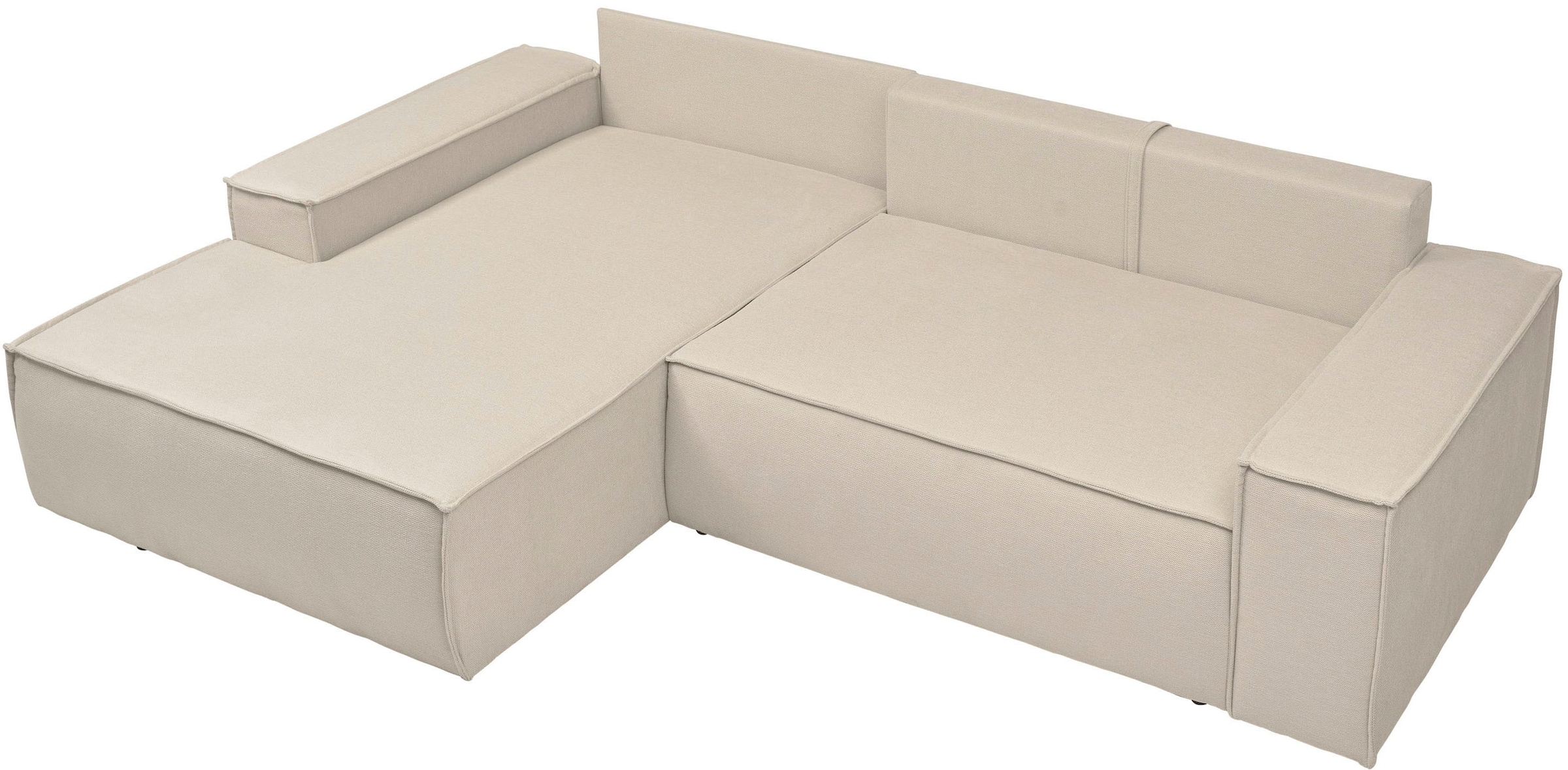 andas Ecksofa »Finnley Schlafsofa 267 cm in Bouclé u. Struktur fein, L-Form,«, Schlaffunktion m. Bettkasten (136/210 cm), Bouclé, Struktur