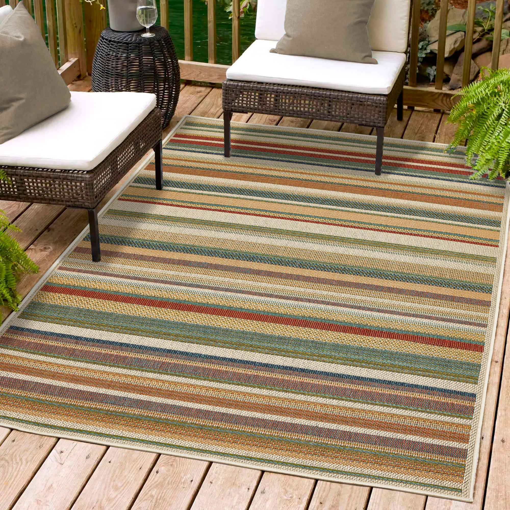 Andiamo Teppich »Sedona Streifen« rechteckig 5 mm Höhe Flachgewebe, gestreift, In- und Outdoor geeignet