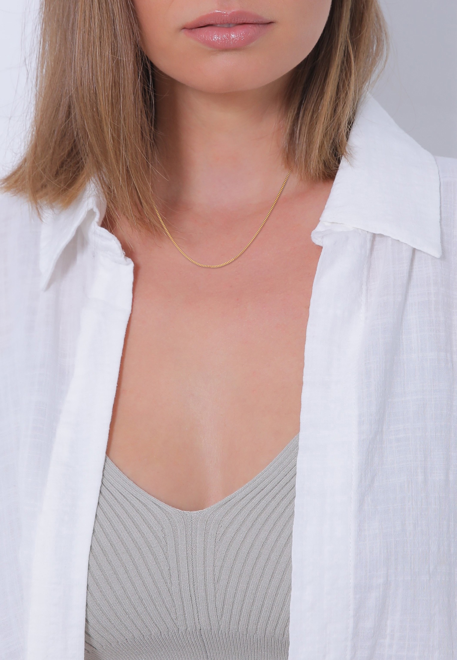 Elli Premium Kette ohne Anhänger »Halskette Panzerkette Collier Basic 925 Silber vergoldet«