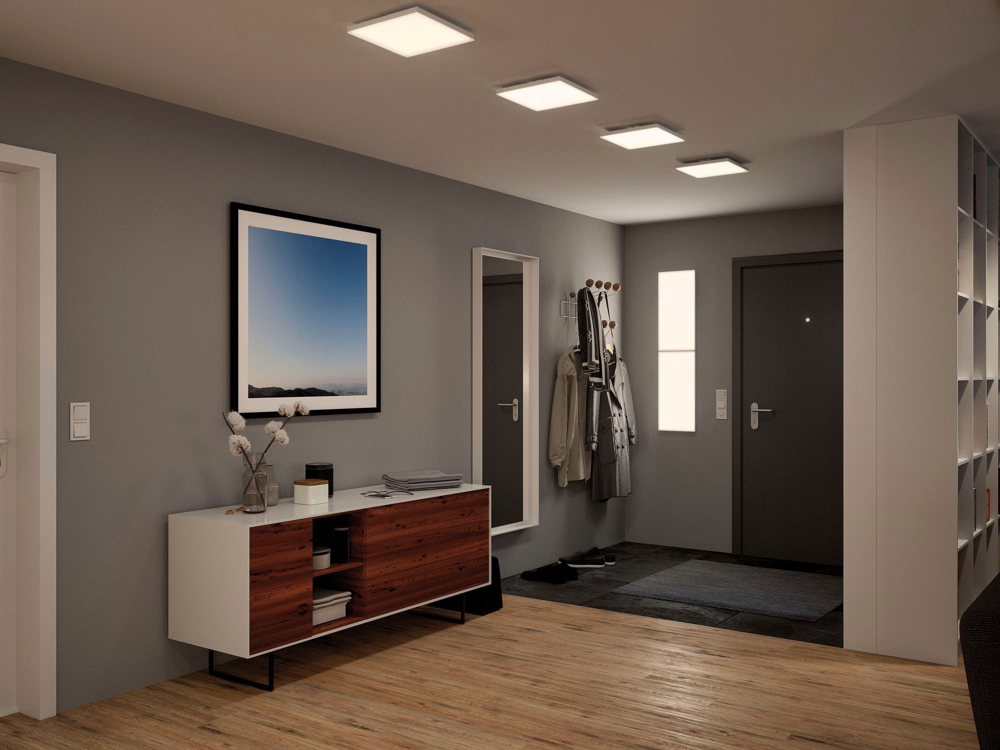 Paulmann LED Einbauleuchte »Veluna VariFit Edge IP44 eckig 90x90mm 500lm 4000K Weiß dimmbar«, 1 flammig, LED Einbaupanel IP44 eckig 90x90mm 500lm 4000K Weiß dimmbar