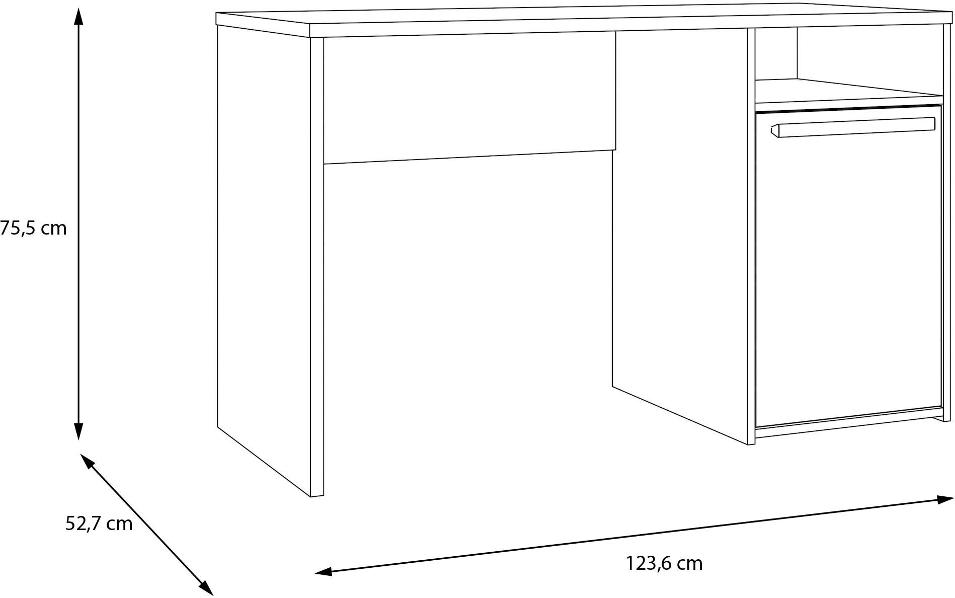 FORTE Schreibtisch »Capaia« Echtholzgriffe, verstellbarer Einlegeboden, Breite: 126 cm