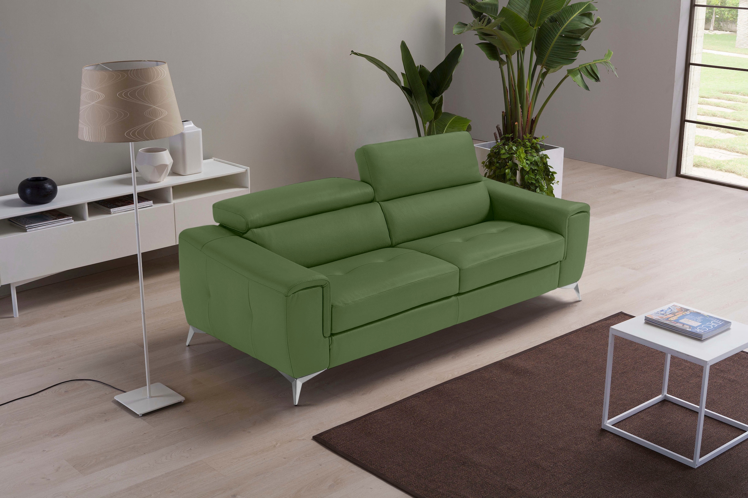 Egoitaliano 2,5-Sitzer »Francine, Designsofa, Loungesofa, Breite 213 cm, Fußfarbe chrom«, Designfuß, Leder CAREZZA, sprite