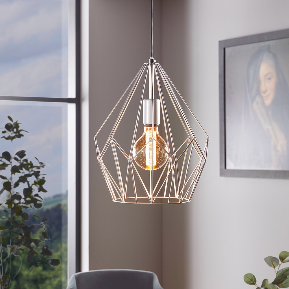 EGLO Pendelleuchte »CARLTON«, 1 flammig, Leuchtmittel E27 | ohne Leuchtmittel, Vintage Pendelleuchte, Retro Hängelampe, Farbe: Silber, Fassung: E27