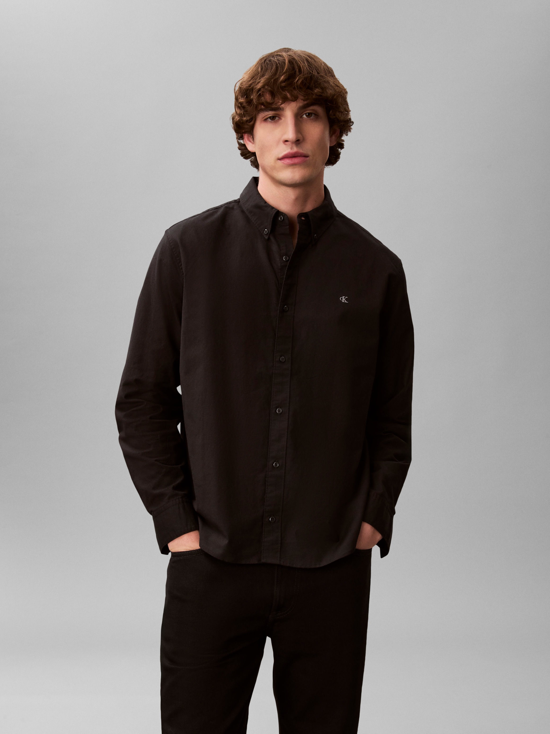 Calvin Klein Jeans Langarmhemd »LS SOLID OXFORD CLASSIC SHIRT« Mit Rundhalsausschnitt