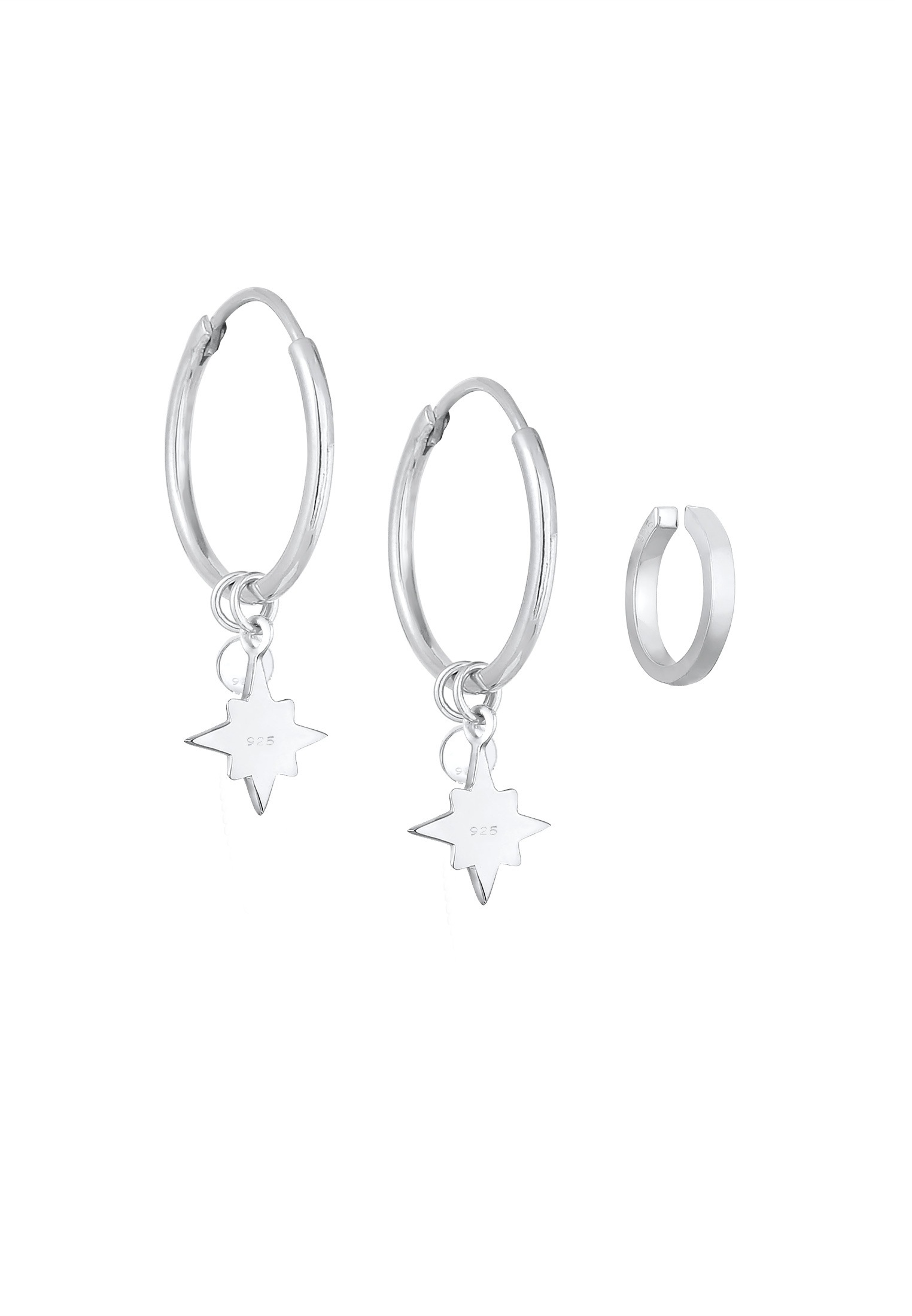 Elli Ohrstecker-Set »Ohrringe Creolen Stern Earcuff (2 tlg) 925 Silber, mit Kristallen von Swarovski®«
