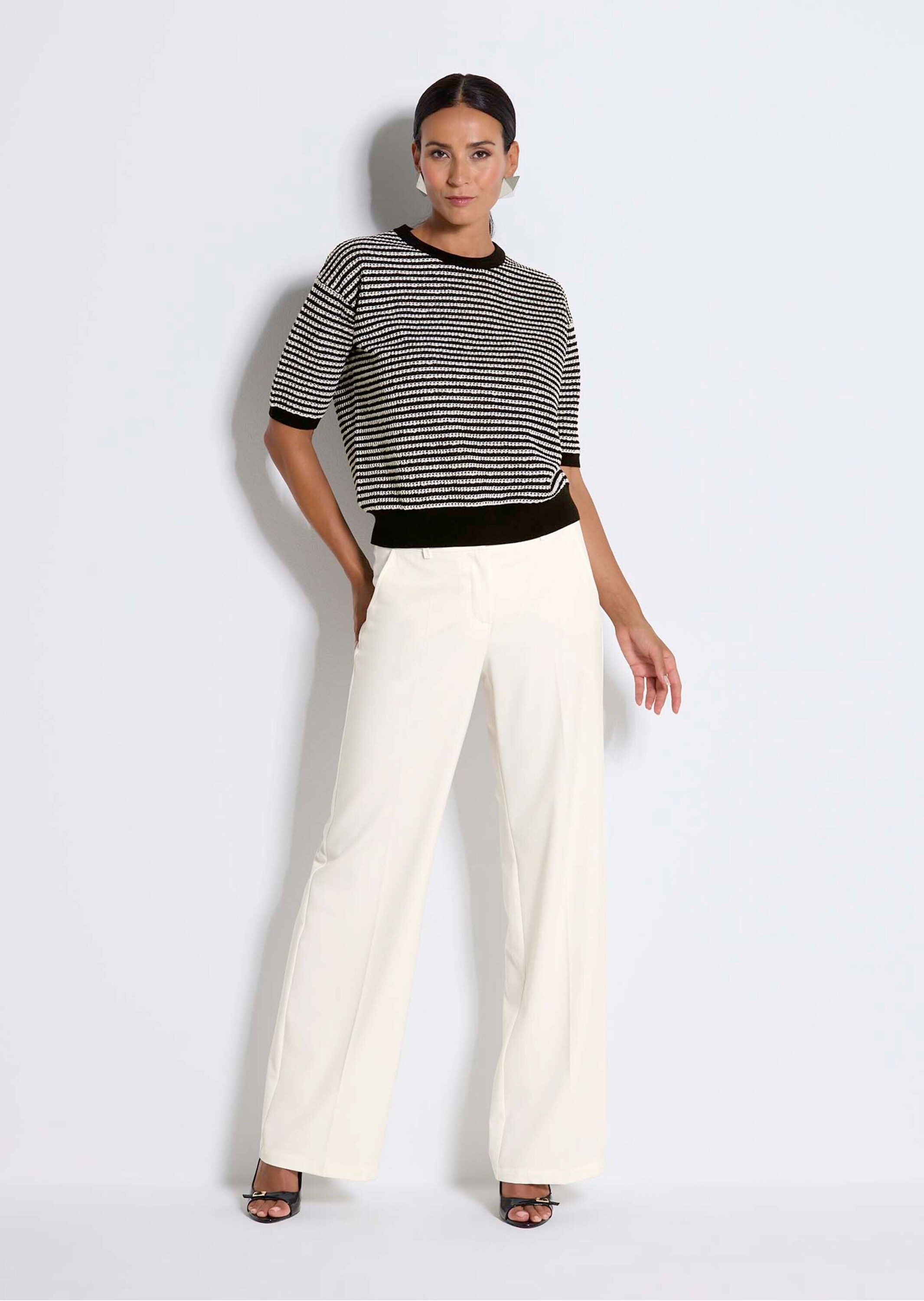 MADELEINE Longpullover »Wollpullover Sommerpullover mit Streifenmuster« Strukturstrick