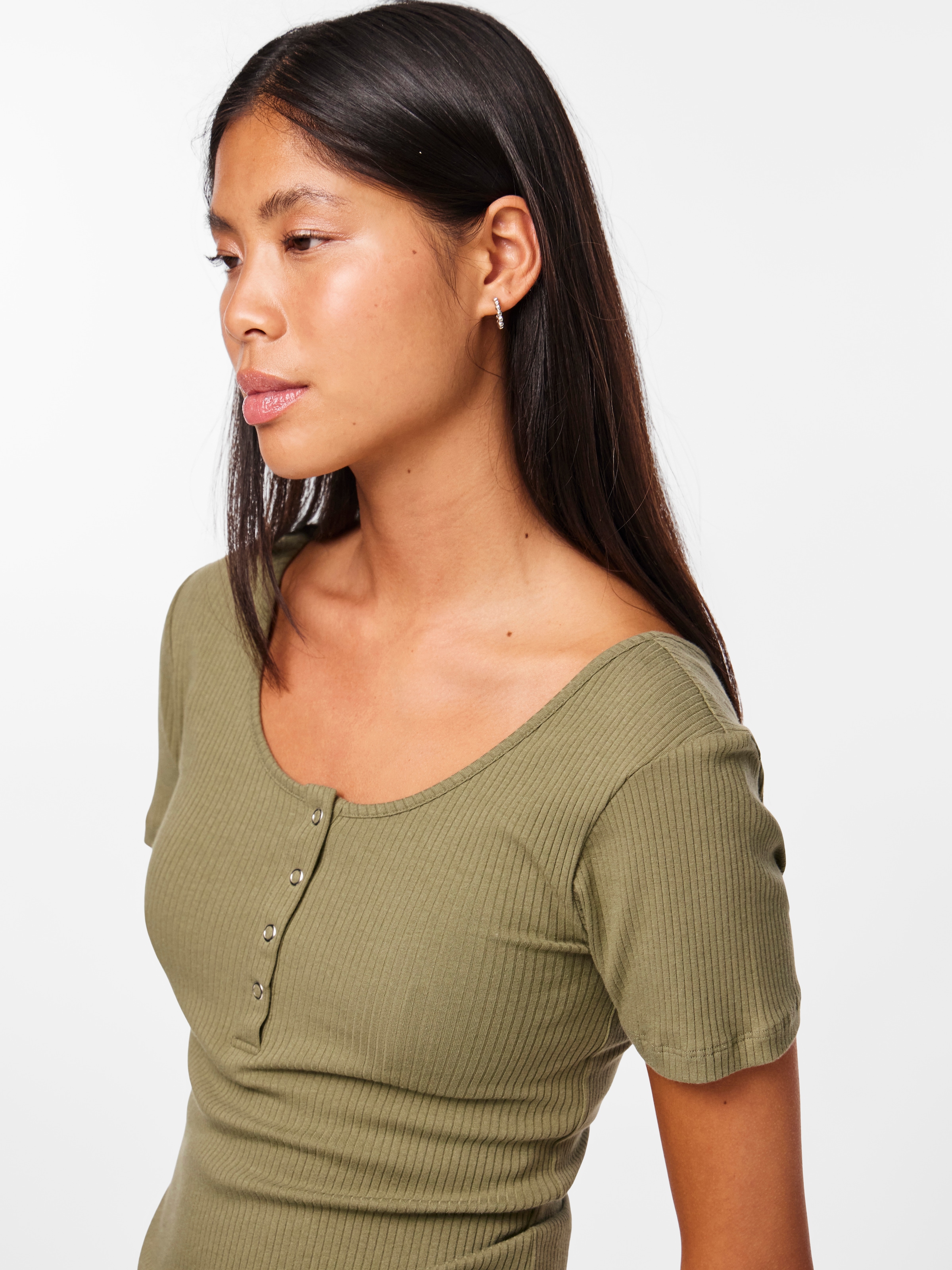 pieces Kurzarmshirt »PCKITTE SS TOP NOOS BC« Baumwollmischung, slim fit