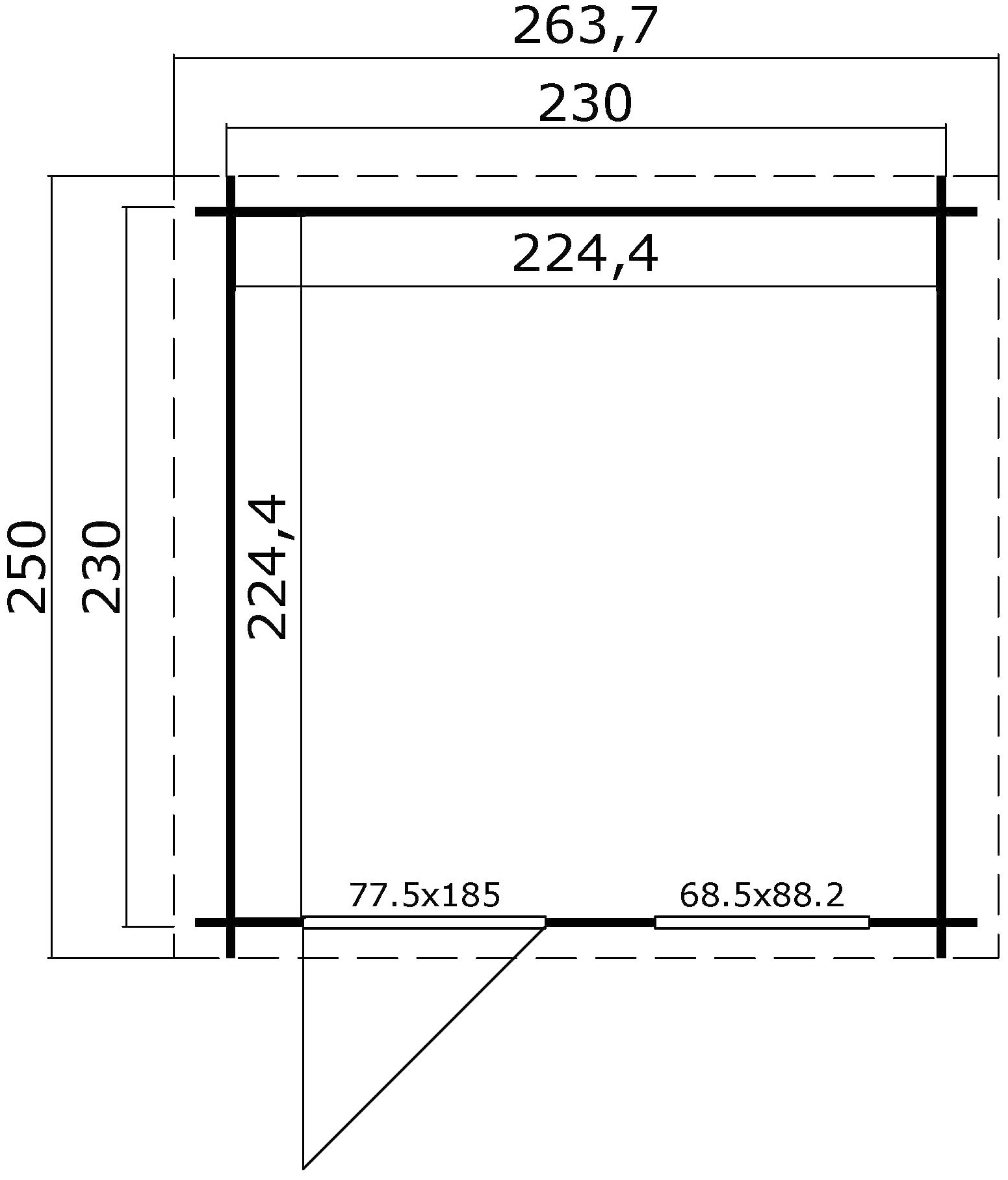 LASITA MAJA Gartenhaus »Wels 2«, Blochbohlenhaus 28mm, Fundamentmass 2300x2300, Schwedenrot