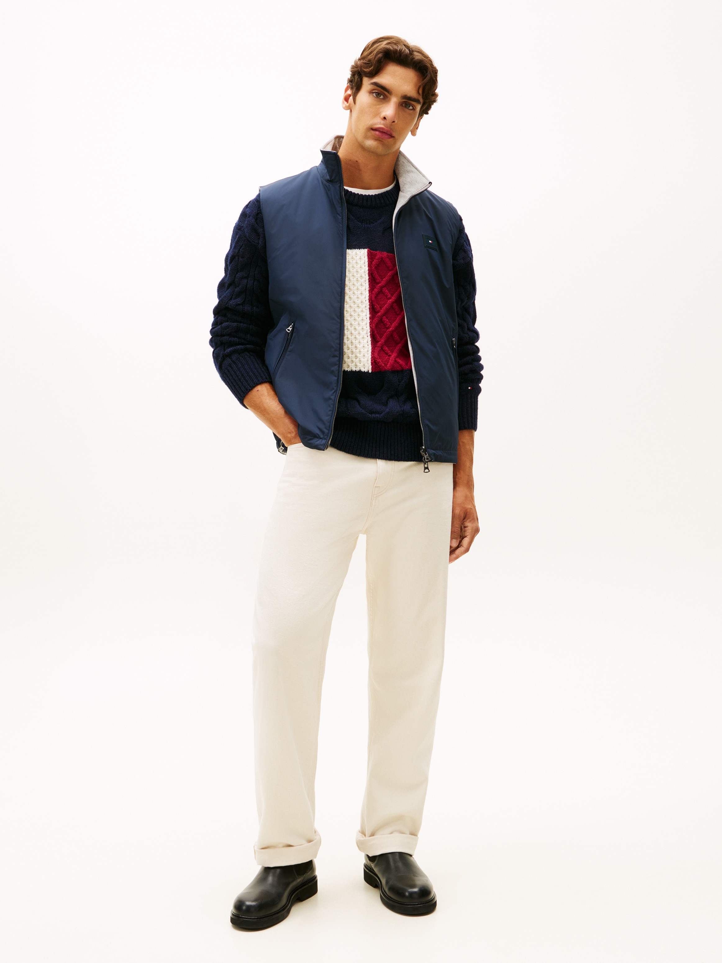 Tommy Hilfiger Wendeweste »LW REVERSIBLE« von beiden Seiten tragbar, Stehkragen, 2-Wege-Reißverschluss