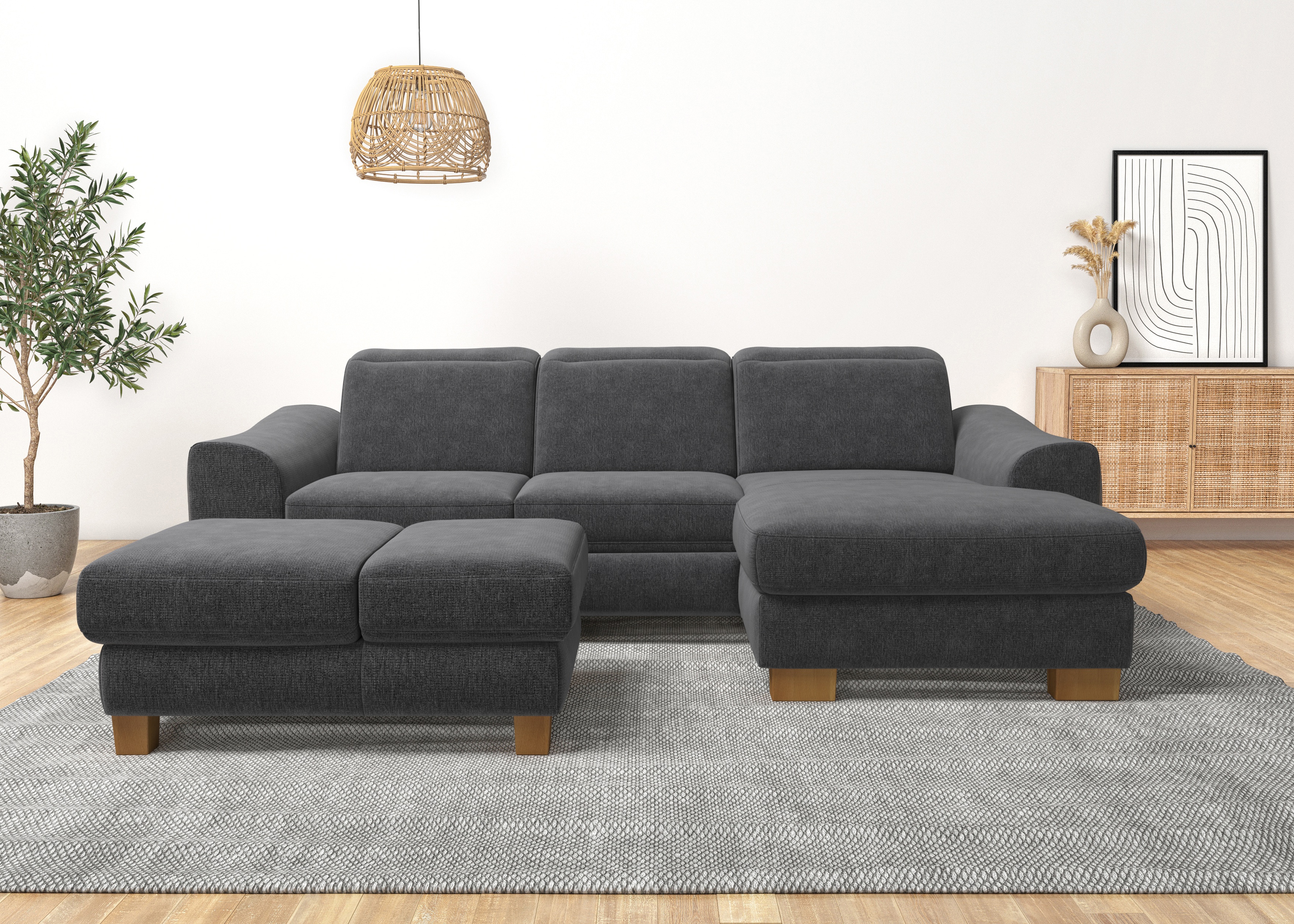 Home affaire Ecksofa "Dundee L-Form" wahlweise mit Kopfteilverstellung und zusätzlich mit Schlaffunktion