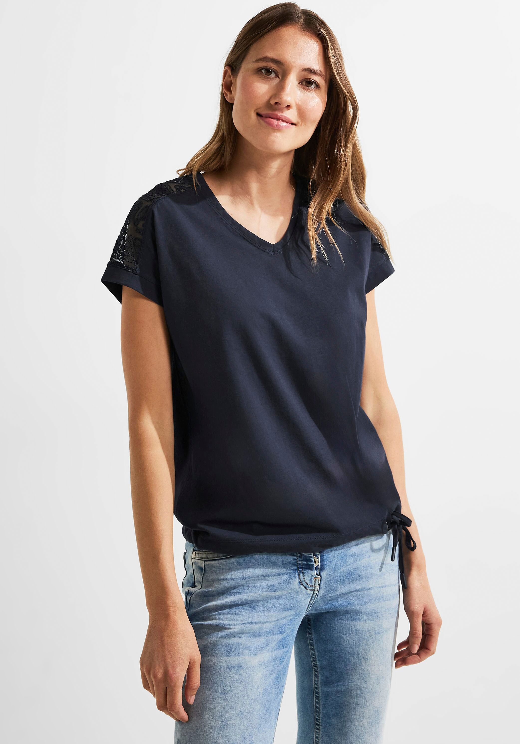 Cecil T-Shirt, mit leicht -Ausschnitt bei OTTOversand V abgerundetem