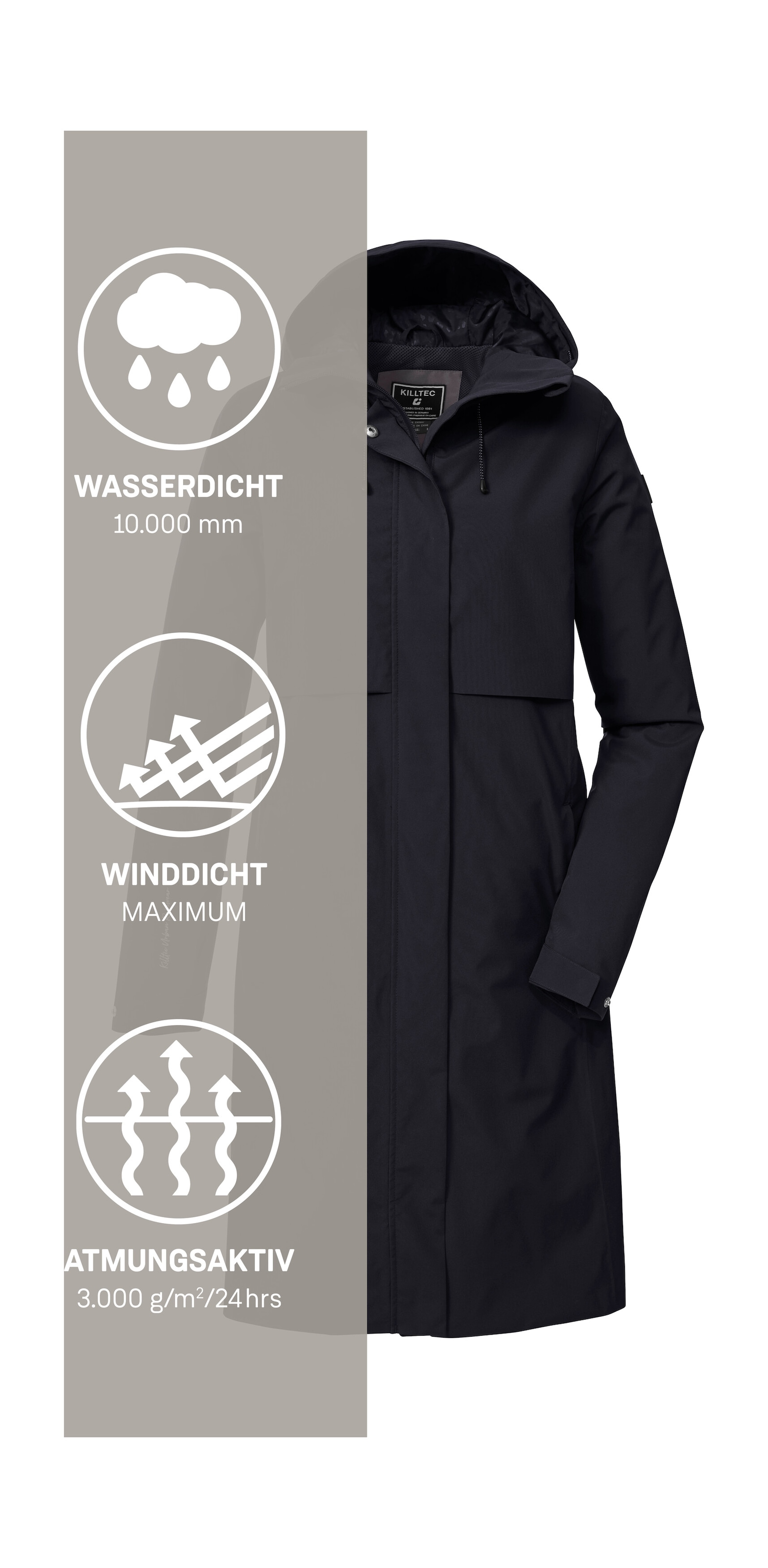 Killtec Parka »KOS 46 WMN PRK« Wasserdichter Damenparka, atmungsaktiv, verstellbare Details