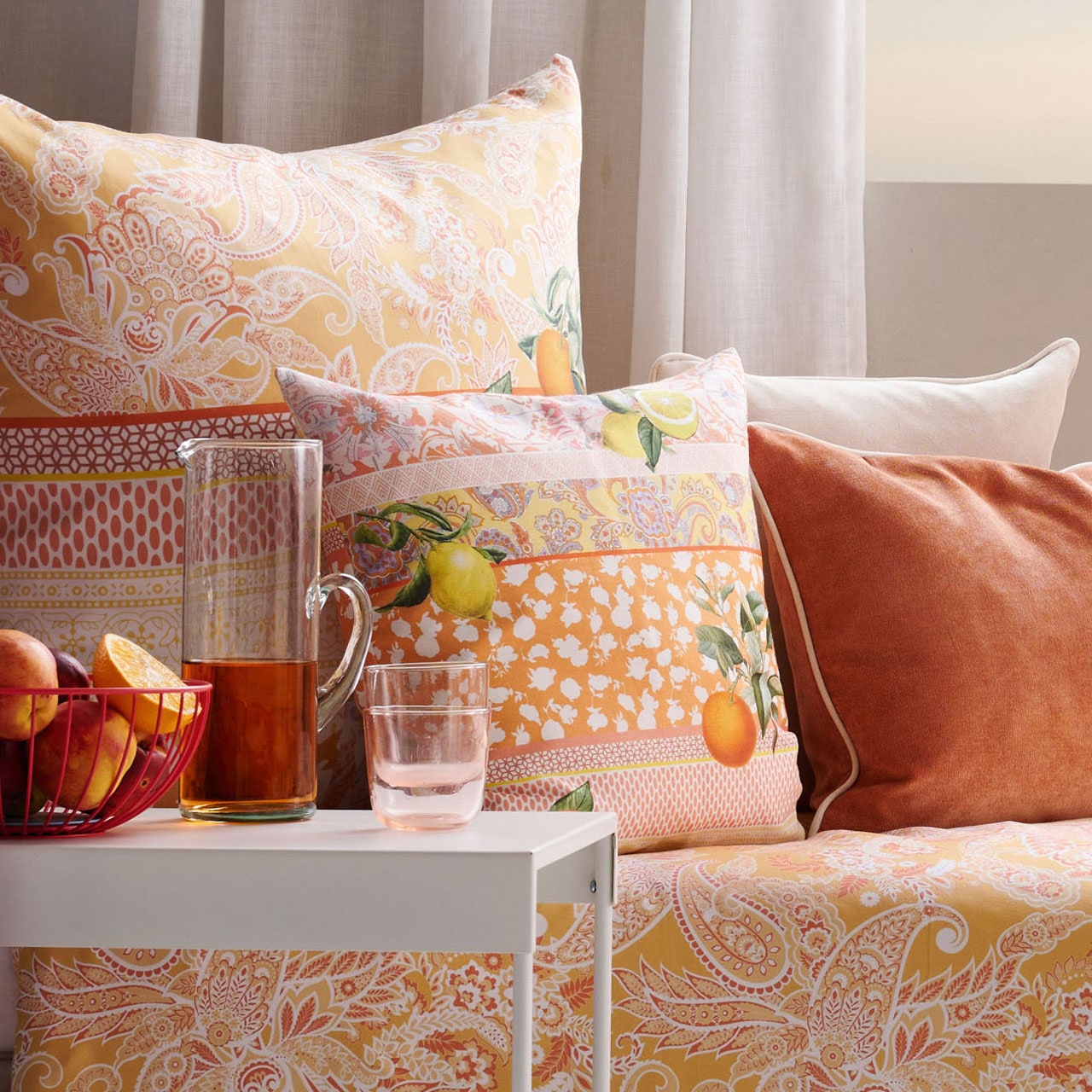 APELT Bettwäsche »Aurora« Paisley Design mit Streifen und Orangen
