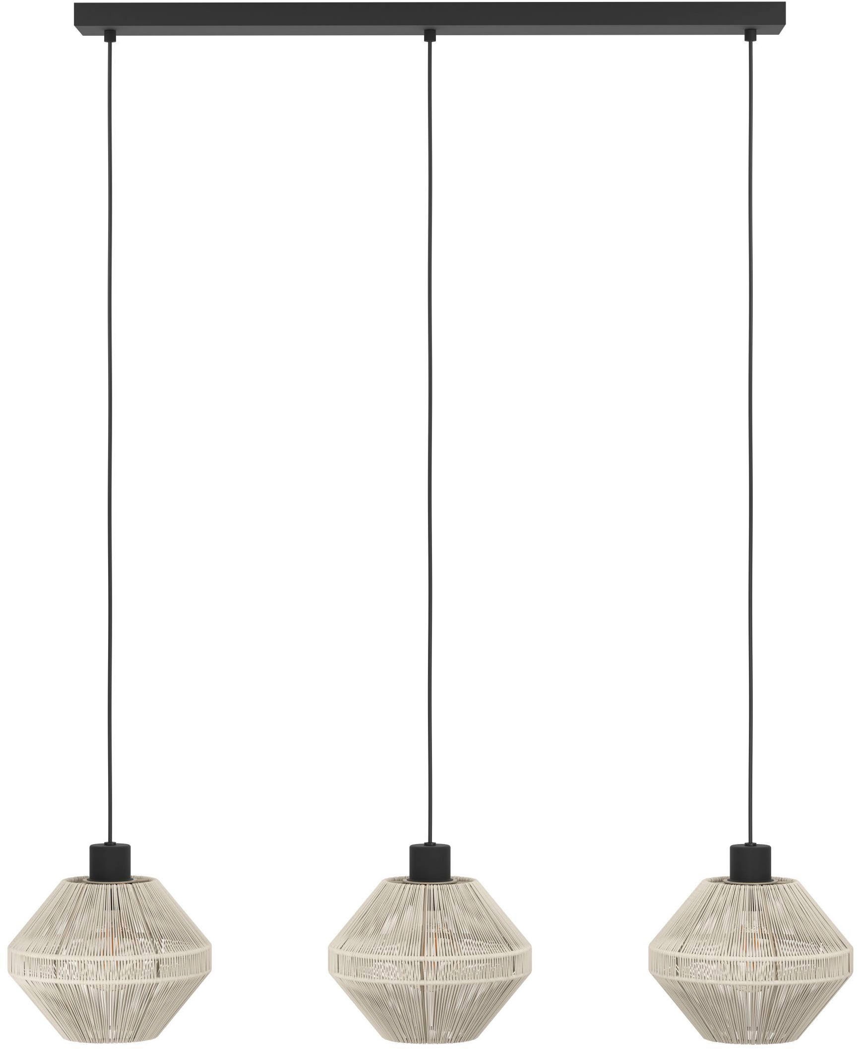 EGLO Hängeleuchte »Midsumer Hängelampe, Esszimmerlampe japanisch, Metall und Textil, E27« E27 1 Stk. Hängeleuchte - L92 x B22 x H110 cm - schwarz - 3X40W exkl.