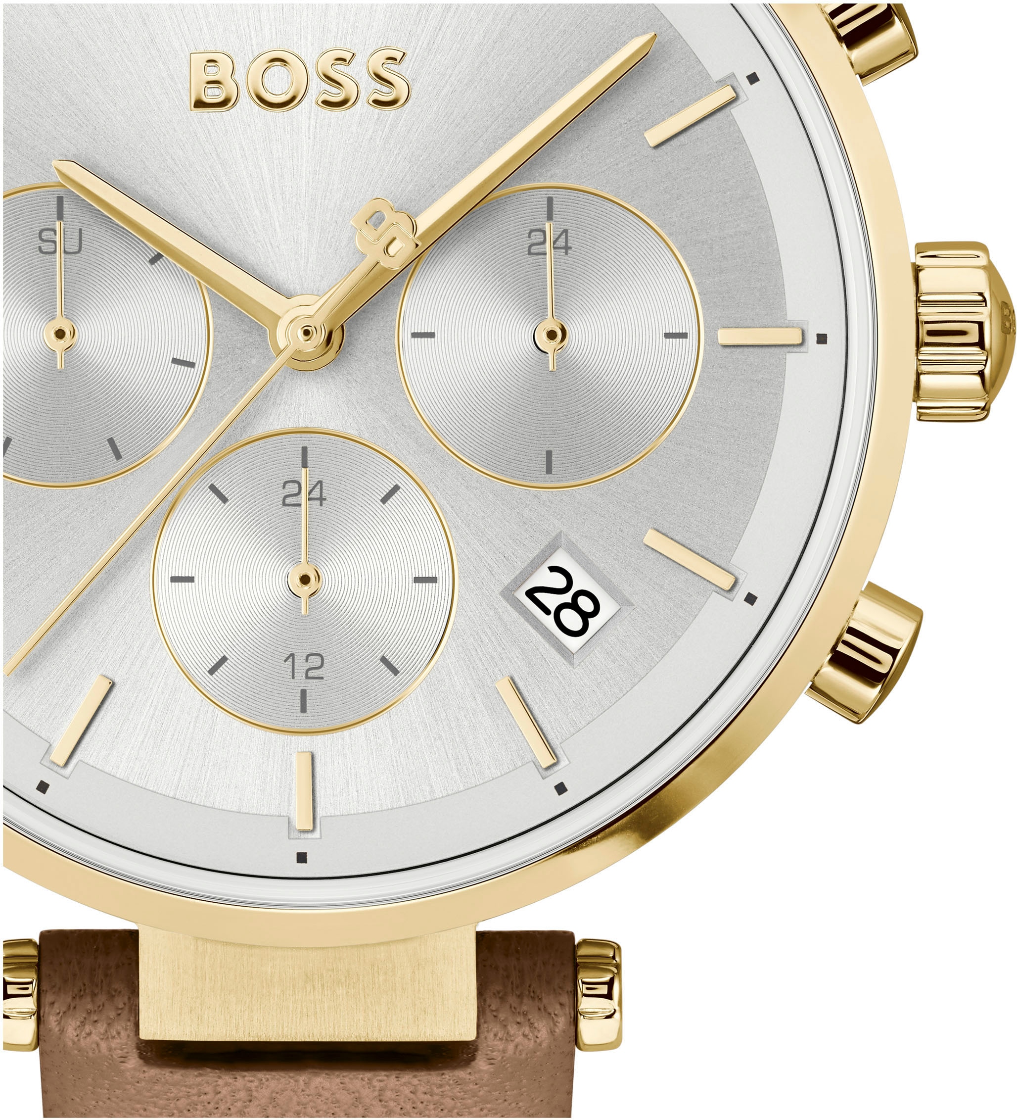 BOSS Multifunktionsuhr »MAJESTY SPORT«, Quarzuhr, Armbanduhr, Damenuhr, Lederarmband, analog