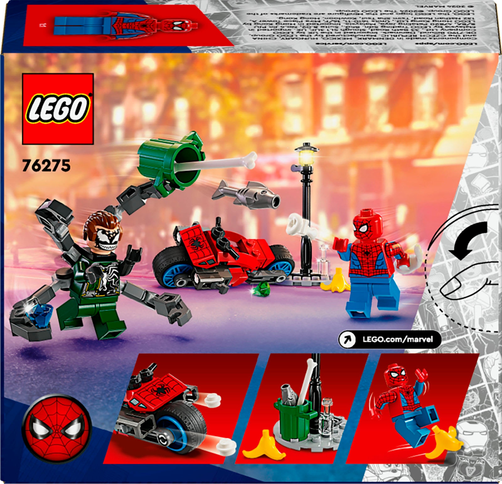 LEGO® Konstruktionsspielsteine »Motorrad-Verfolgungsjagd: Spider-Man vs. Doc Ock (76275)«, (77 St.), LEGO Super Heroes; Made in Europe