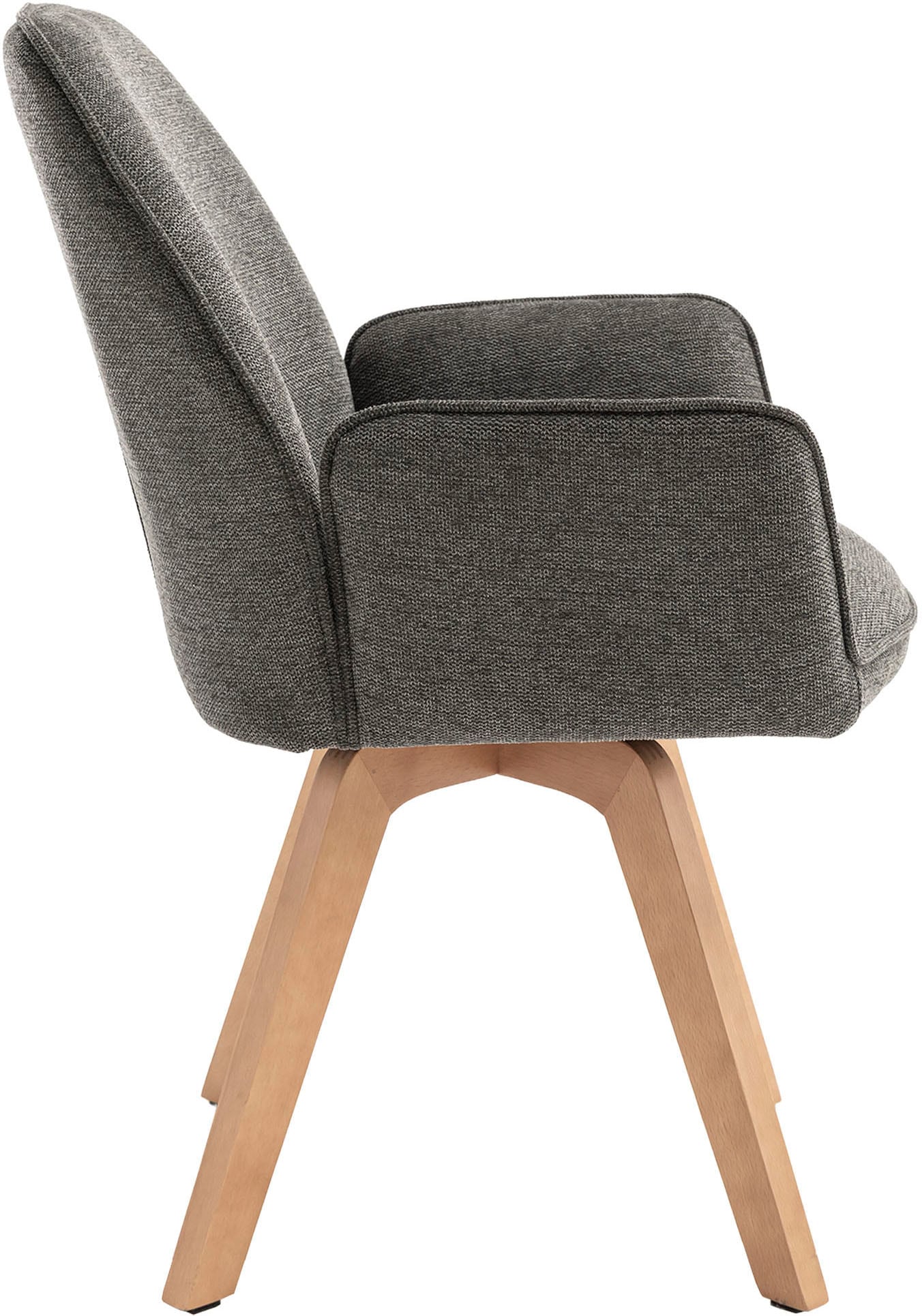 byLIVING Esszimmerstuhl »Tony« (Set) 2 Stk. Webstoff mit Massivholzgestell eichefarbig, 360 Grad drehbar, hoher Sitzkomfort