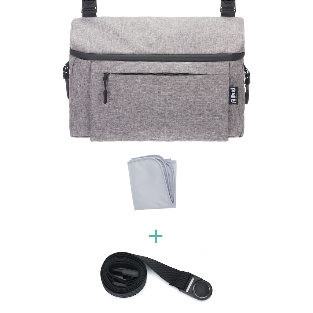 Fillikid Kinderwagen-Tasche »Buggy Organizer Sport, grau«, mit Wickelunterlage